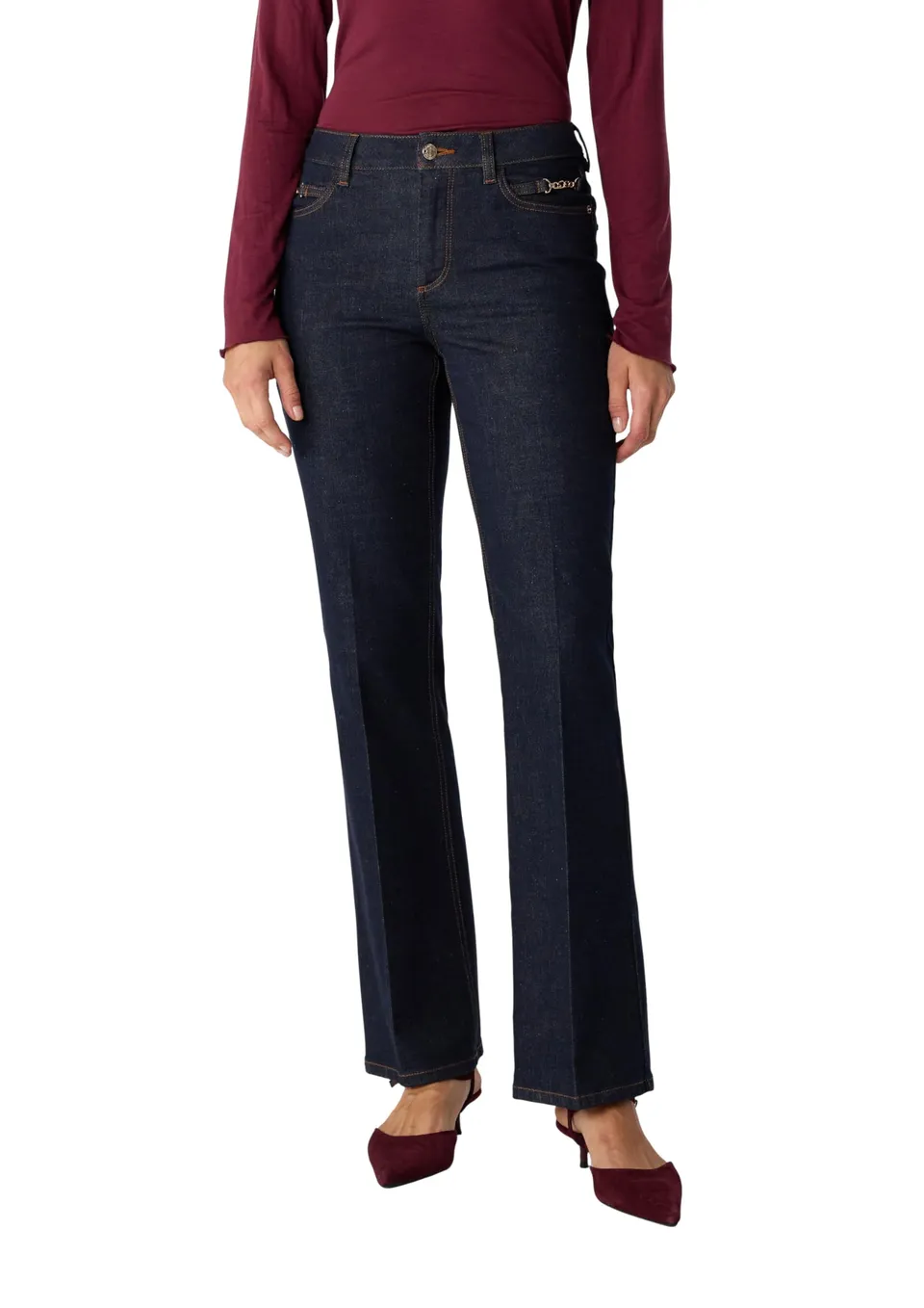 comma-flared-denim-jeans-gr-44-schlaghose-zier-detail image 1