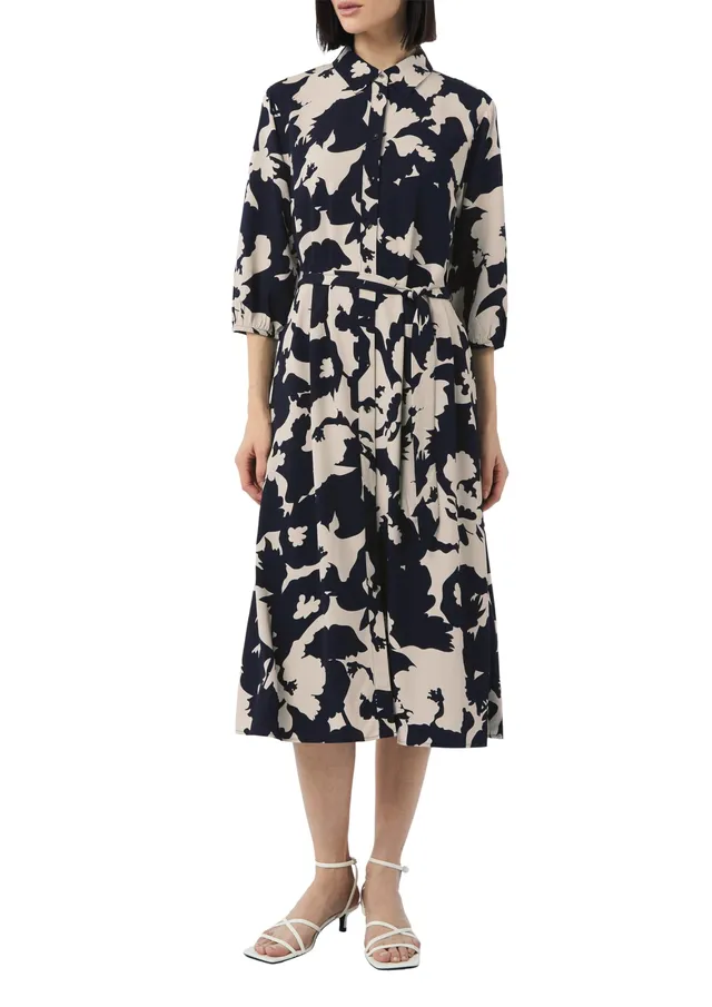comma-hemdblusenkleid-midi-bindeg-rtel-hellblau image 1