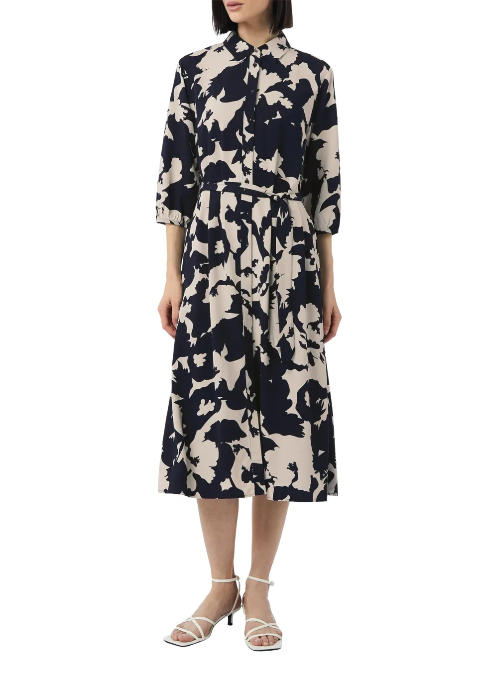 comma-hemdblusenkleid-midi-bindeg-rtel-hellblau image 1