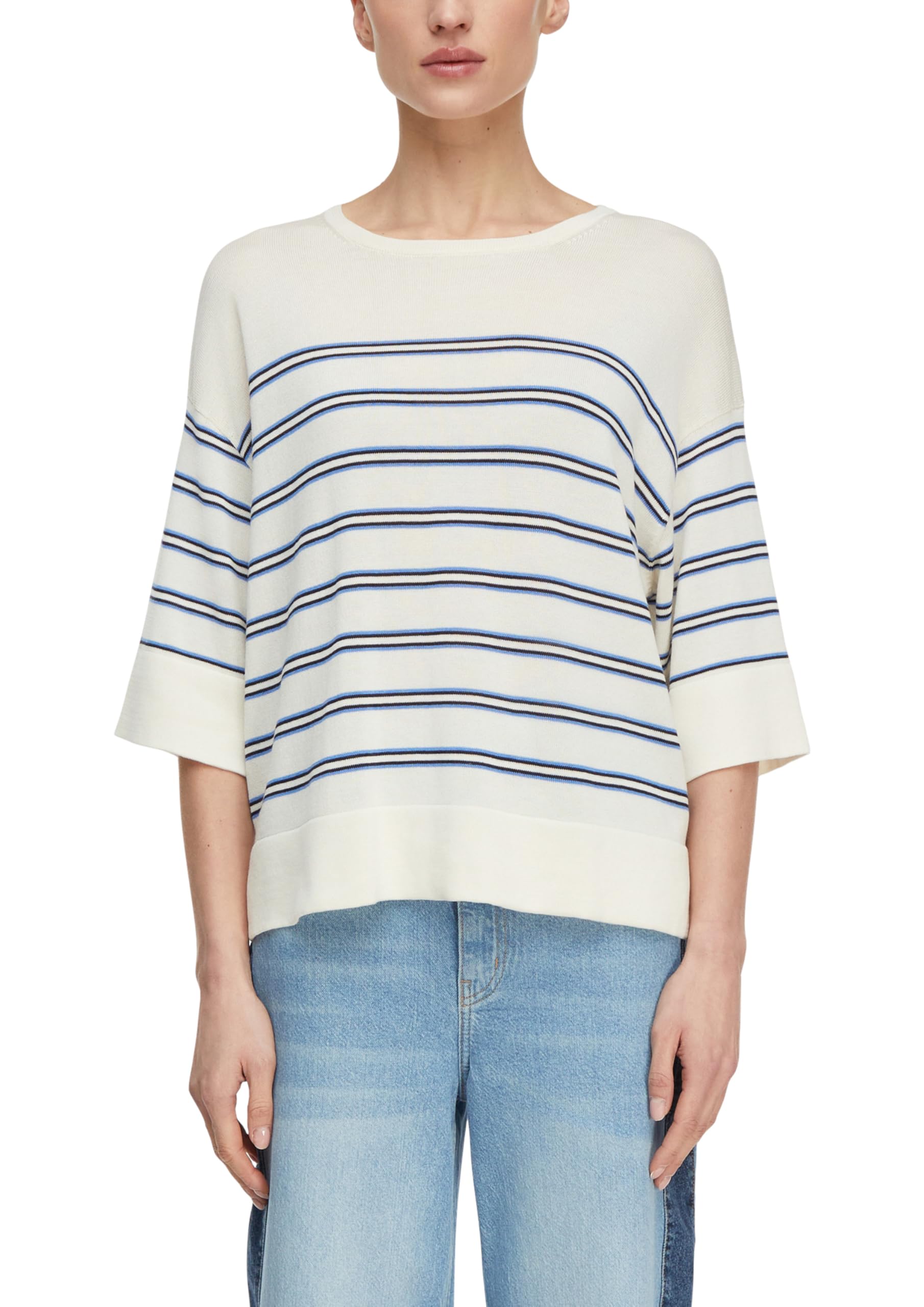 comma-strickpullover-gestreift-kurzarm-gr-l-relaxed-fit image 1