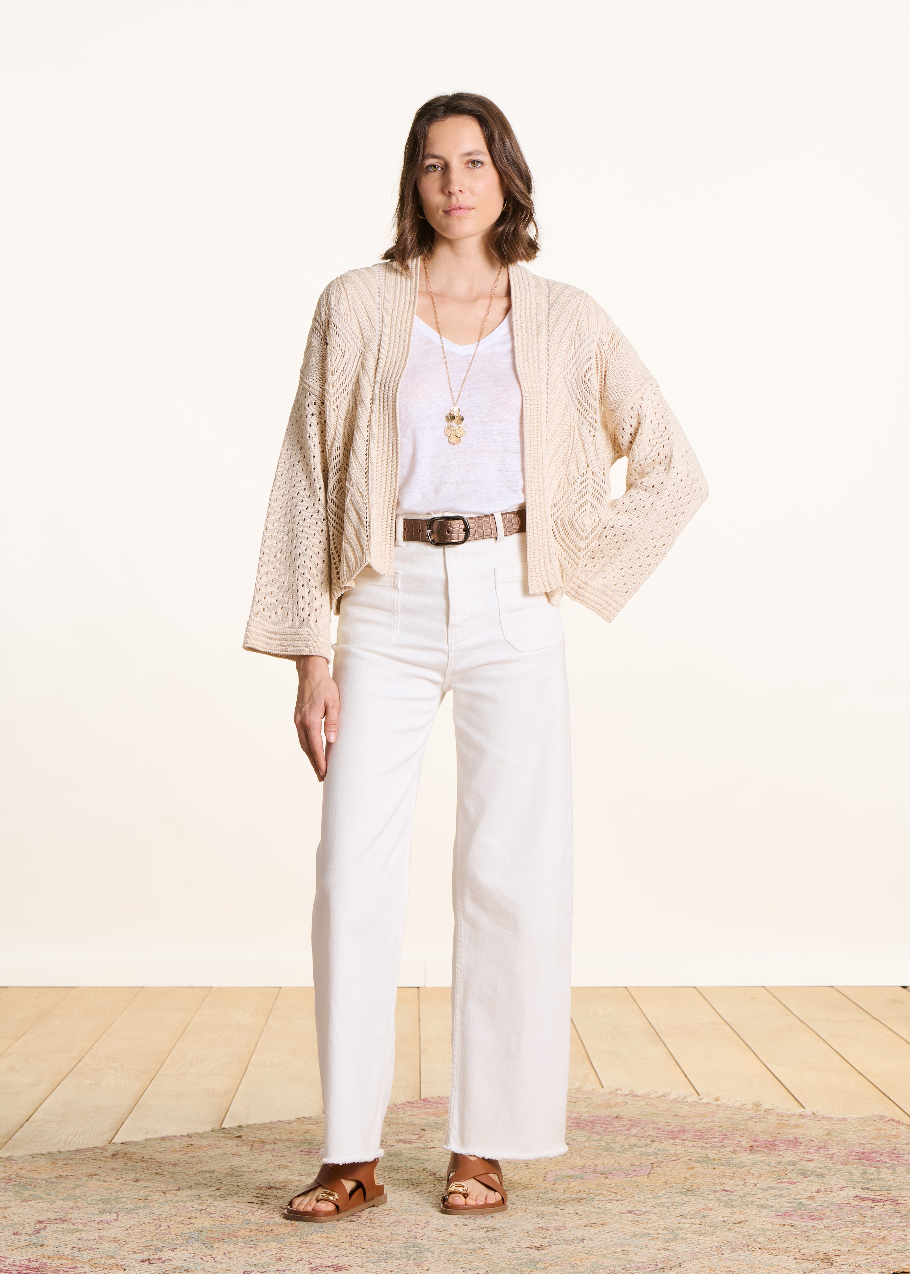 la-f-e-marabout-e-deria-strickjacke-offen-ecru-damen image 2
