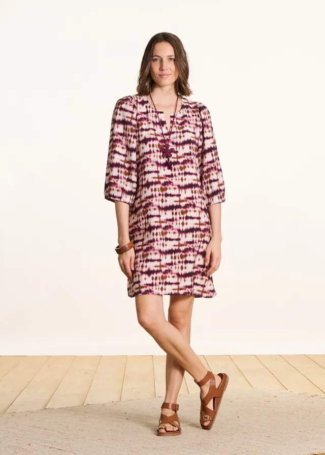 la-f-e-marabout-e-kleid-bordeaux-tie-dye-kurz-viskose image 1