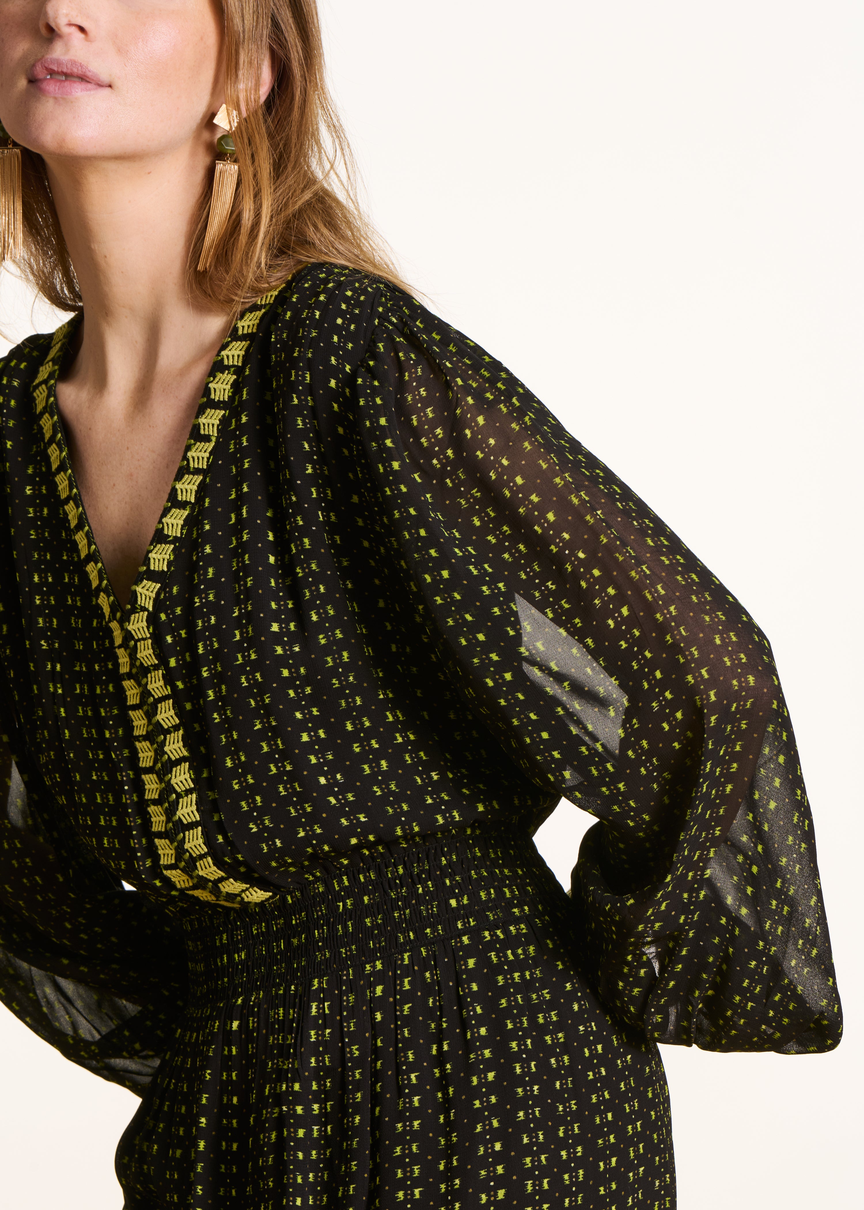 la-f-e-marabout-e-ebou-maxikleid-schwarz-bestickt-langarm image 5