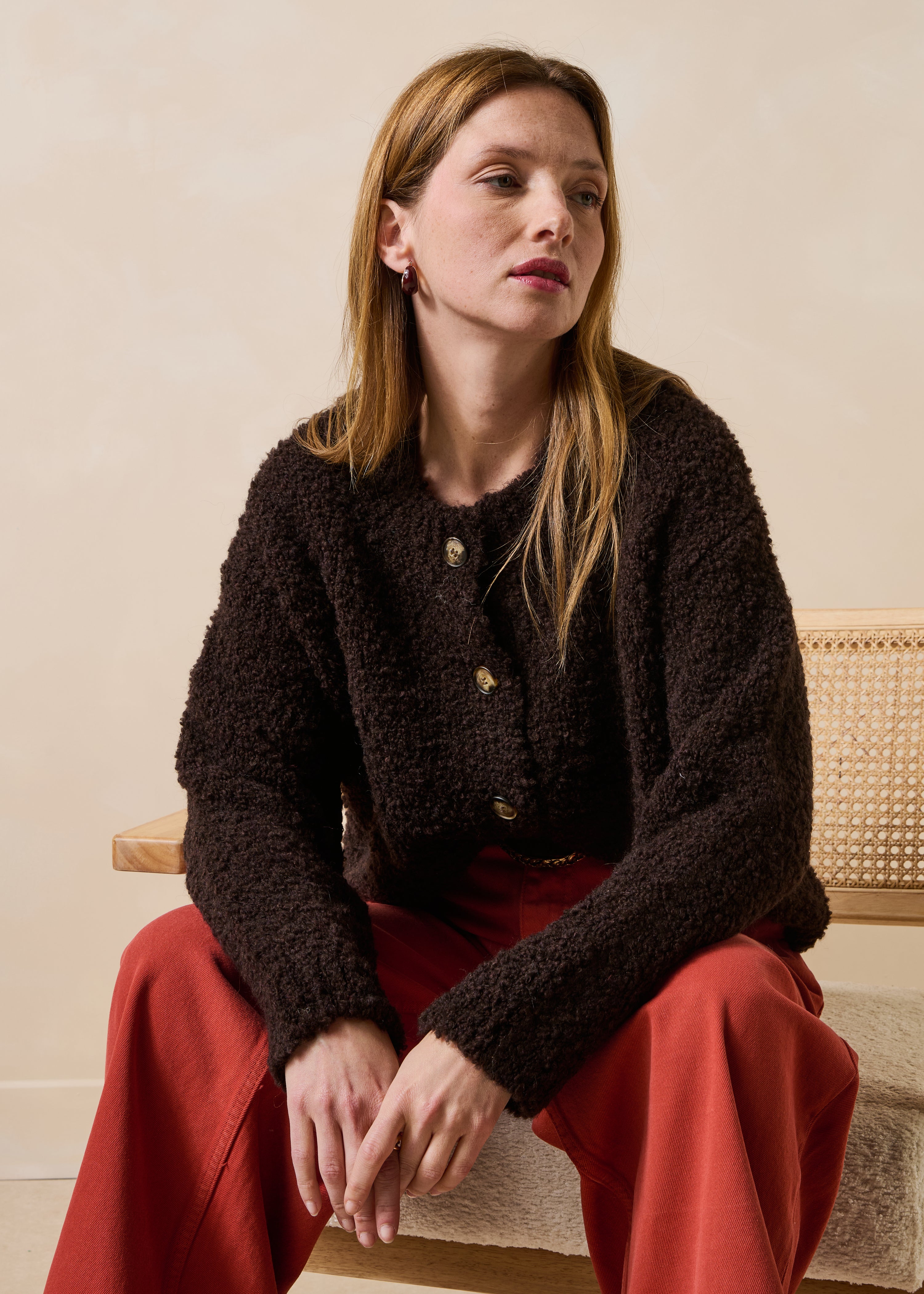 la-f-e-marabout-e-gotami-strickjacke-boucl-braun image 2