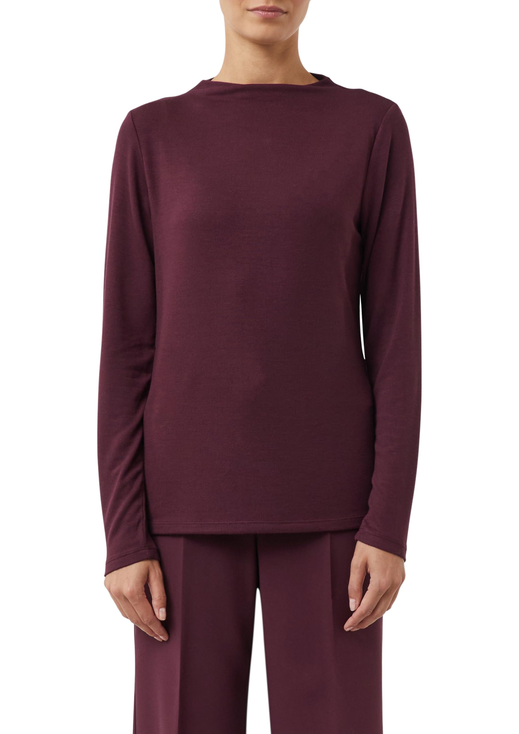 comma-langarmshirt-stehkragen-shirt-bordeaux-gr-44 image 1