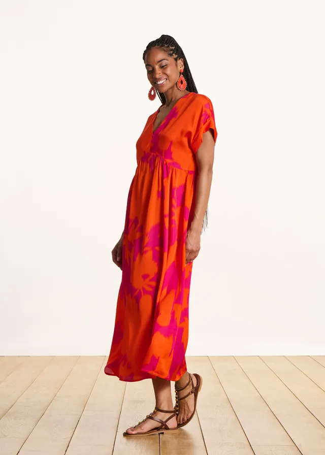 la-f-e-marabout-e-darling-maxikleid-satin-kleid-rose-orange-floral image 1