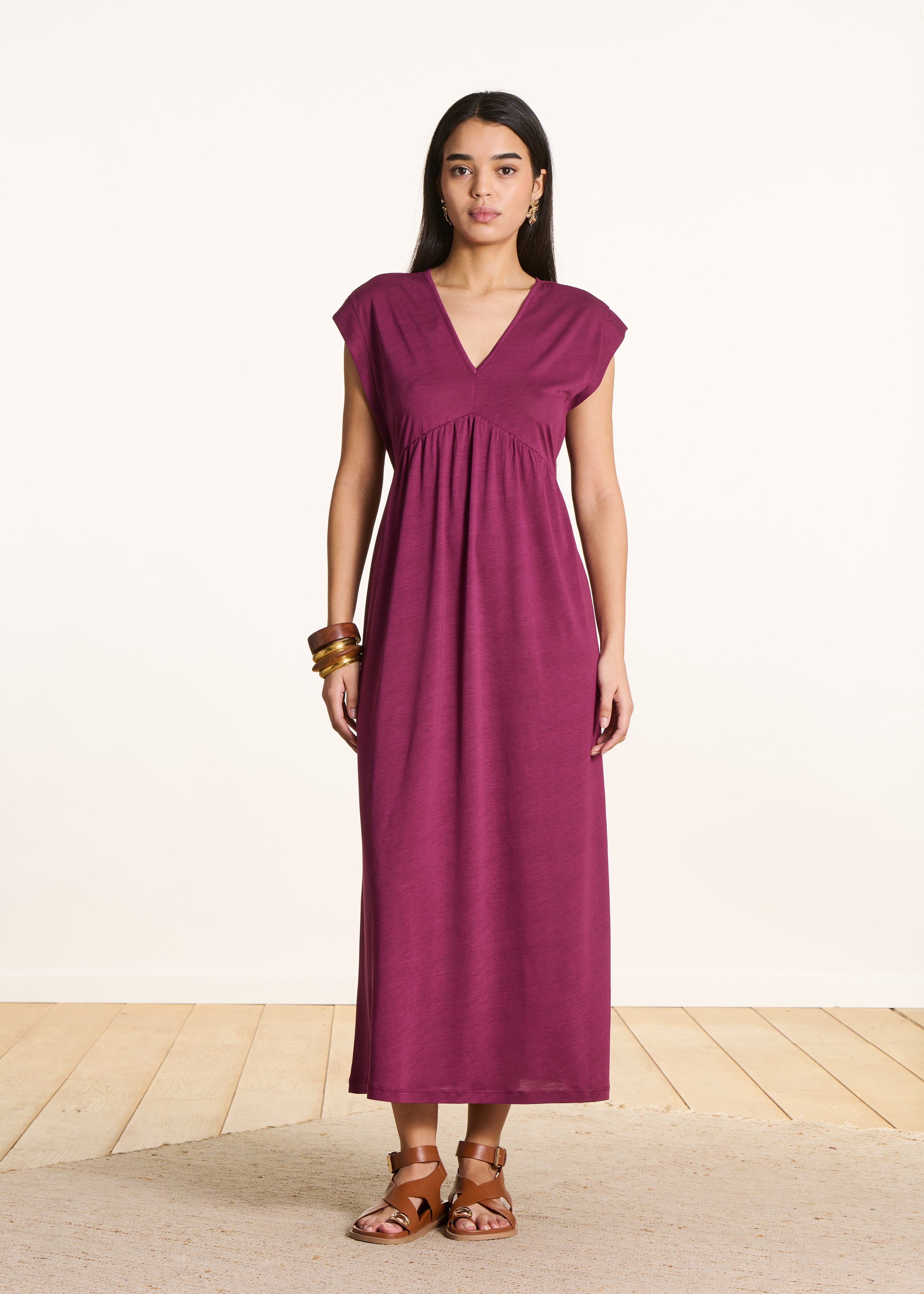 la-f-e-marabout-e-drazic-midikleid-lyocell-lila-v-ausschnitt image 1
