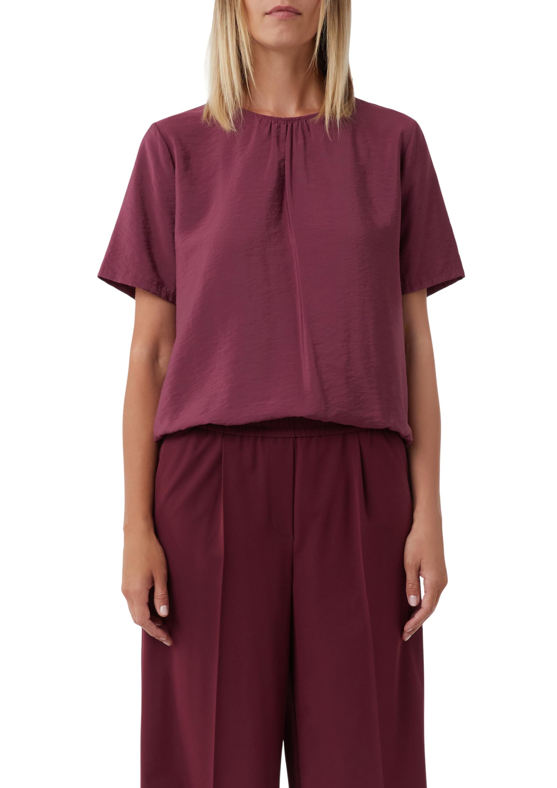 comma-bluse-kurzarm-raffung-regulierbarer-saum-36 image 1