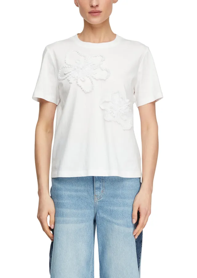 comma-t-shirt-blumenapplikationen-gr-e-36-damen-top image 1