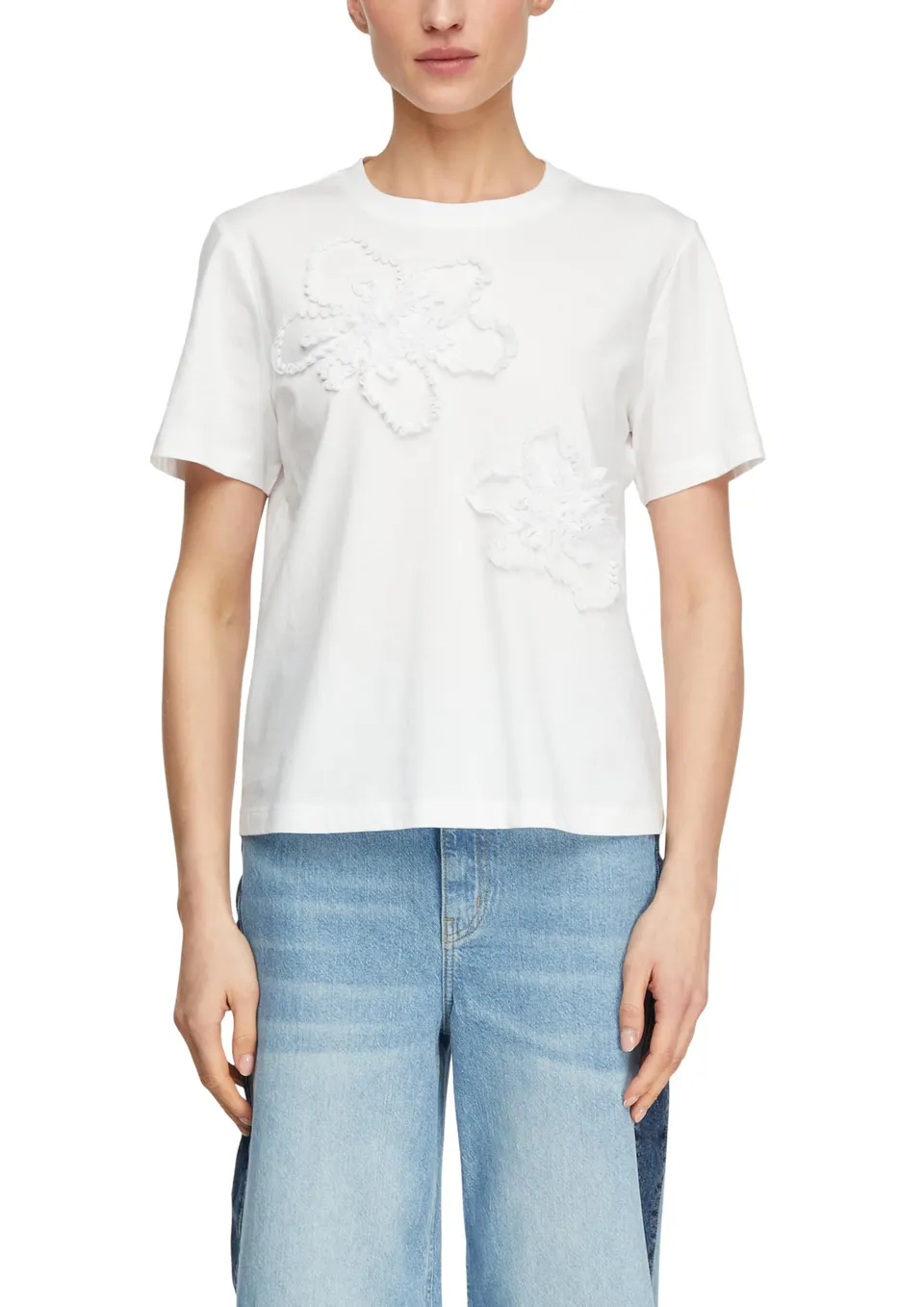 comma-t-shirt-blumenapplikationen-gr-e-36-damen-top image 1