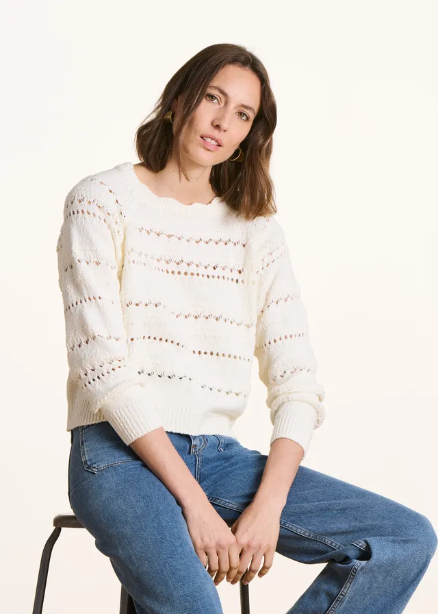 la-f-e-marabout-e-florette-pullover-ecru-lochstrick image 1