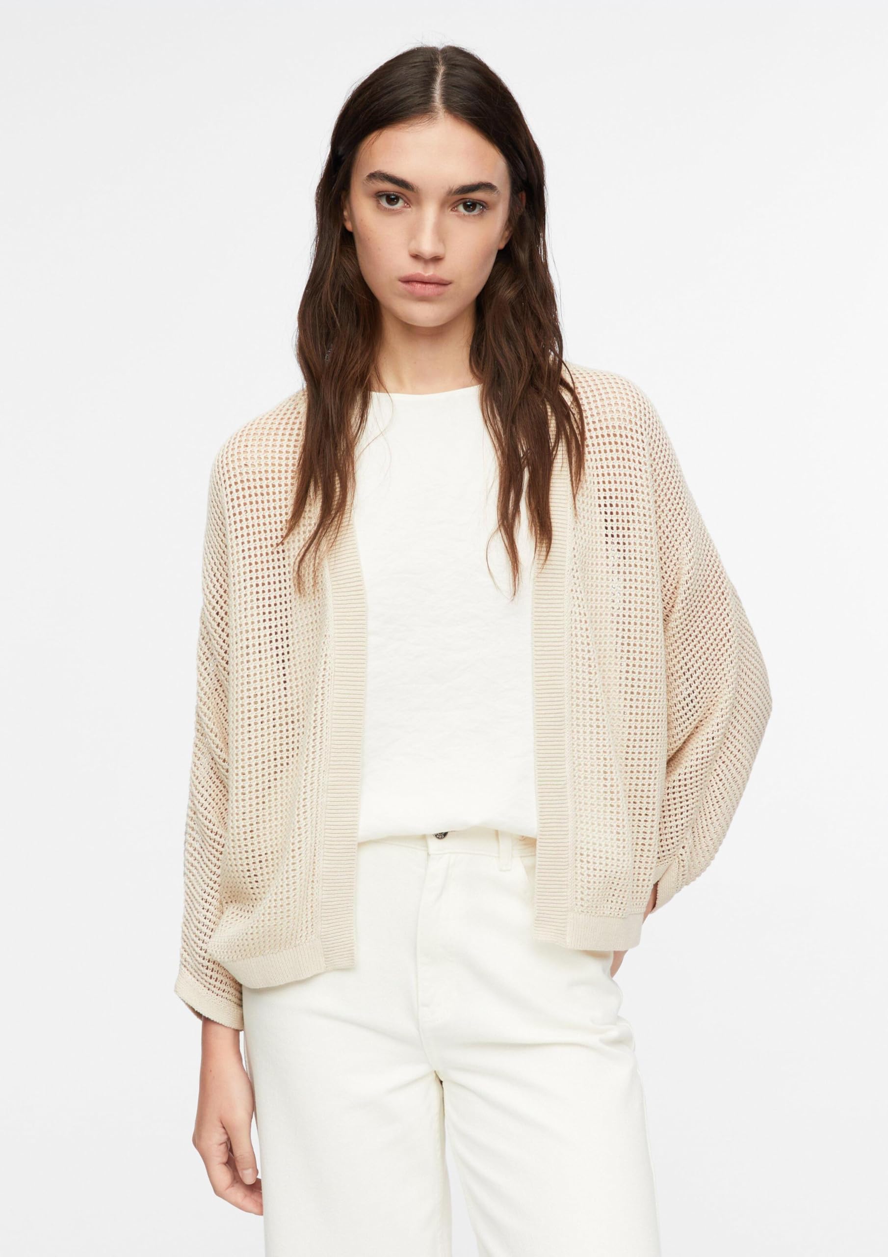 comma-strickjacke-ajourmuster-loose-fit-xl-beige image 6