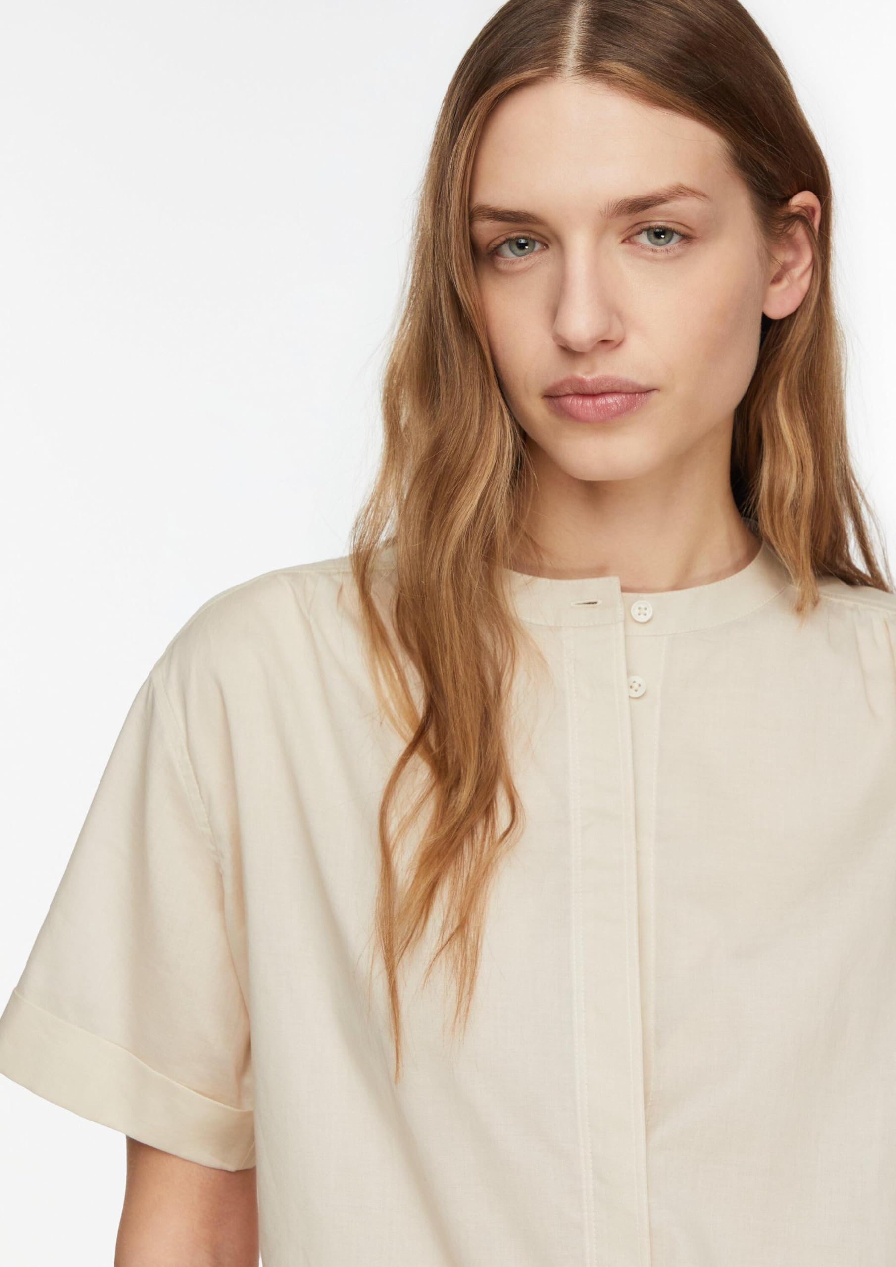 comma-blouses-damen-bluse-kurzarm-stehkragen-baumwolle image 3
