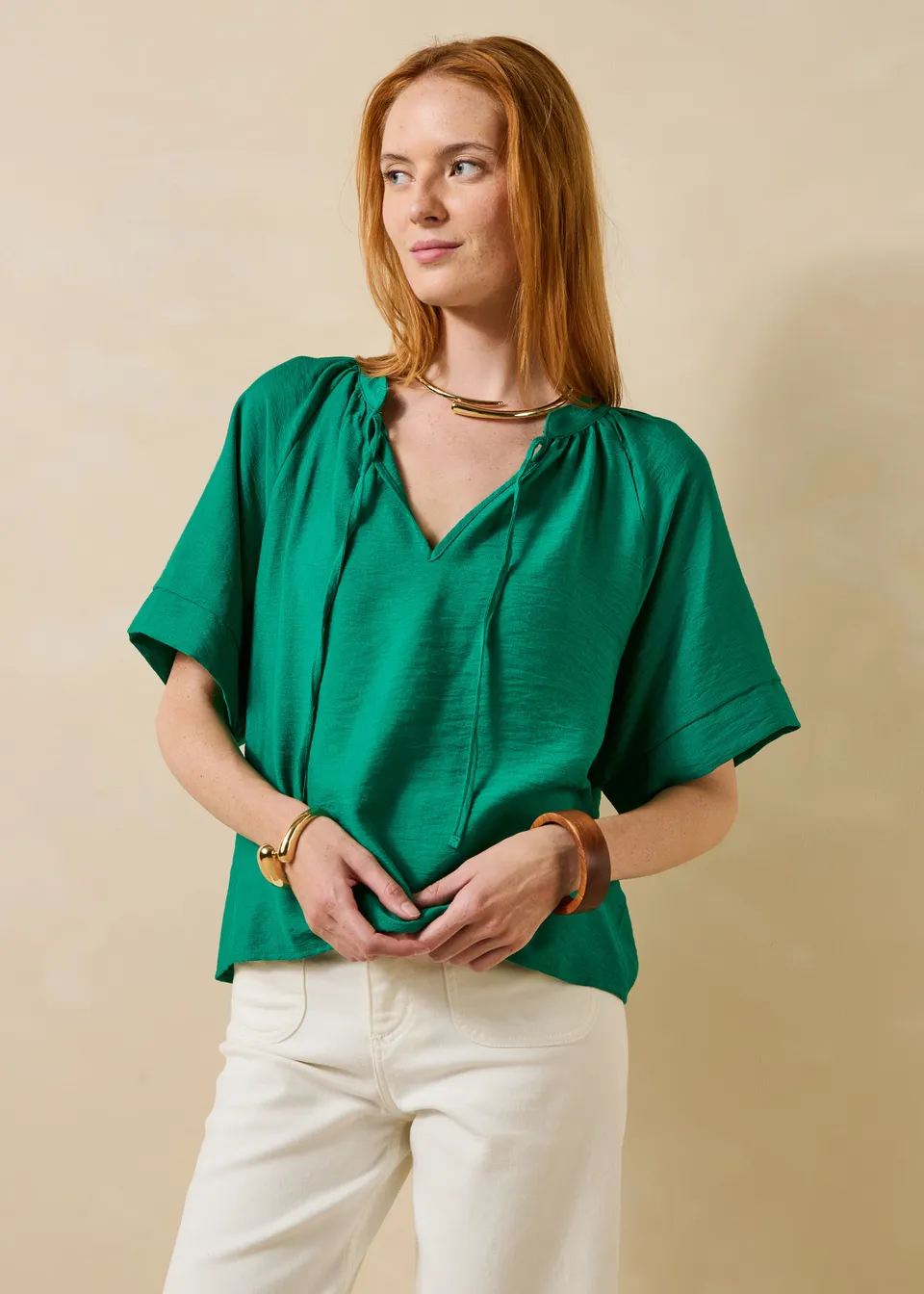 la-f-e-marabout-e-top-jacquard-gr-n-kurzarm image 1