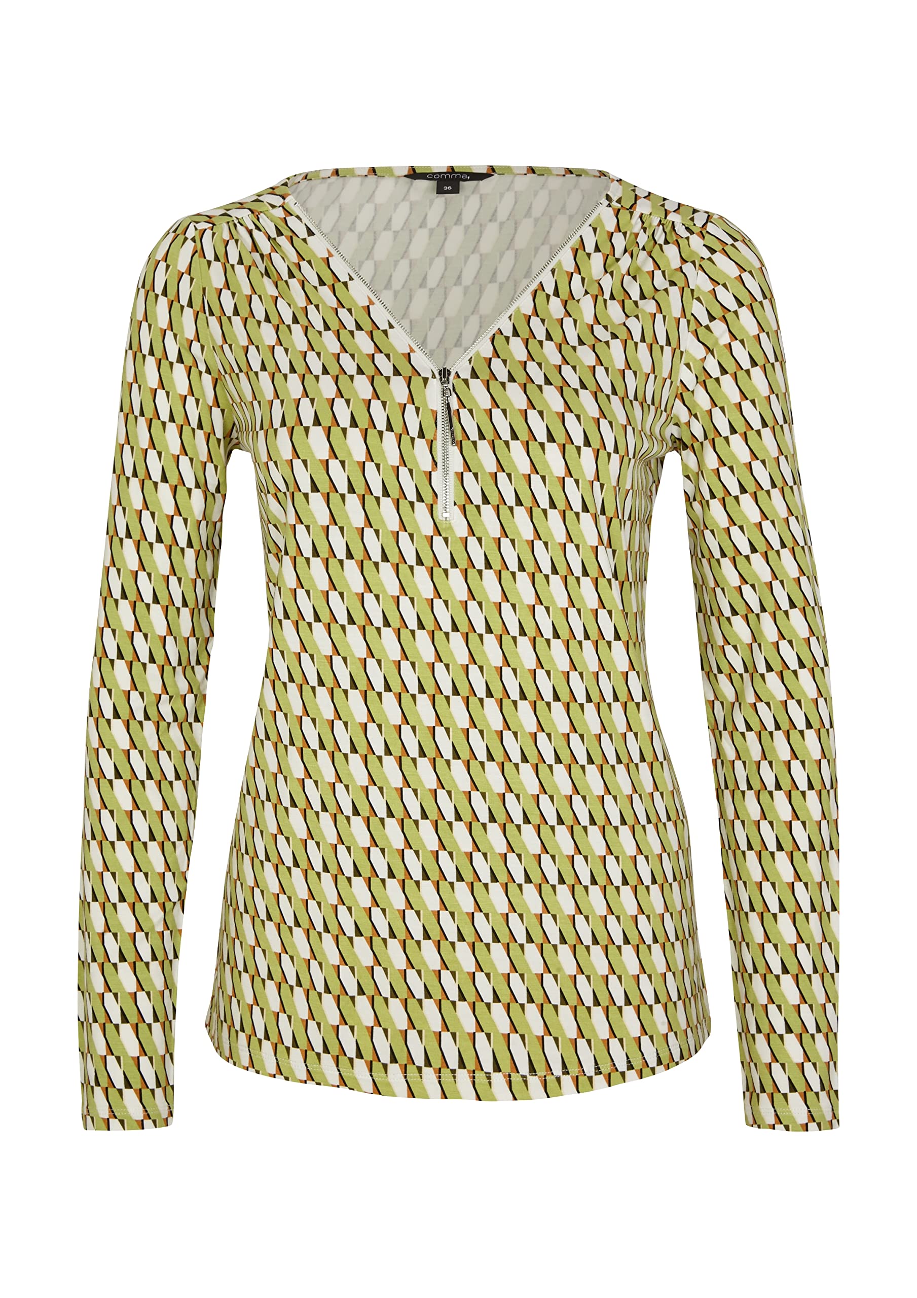 comma-ci-t-shirt-langarm-shirt-gemustert image 1