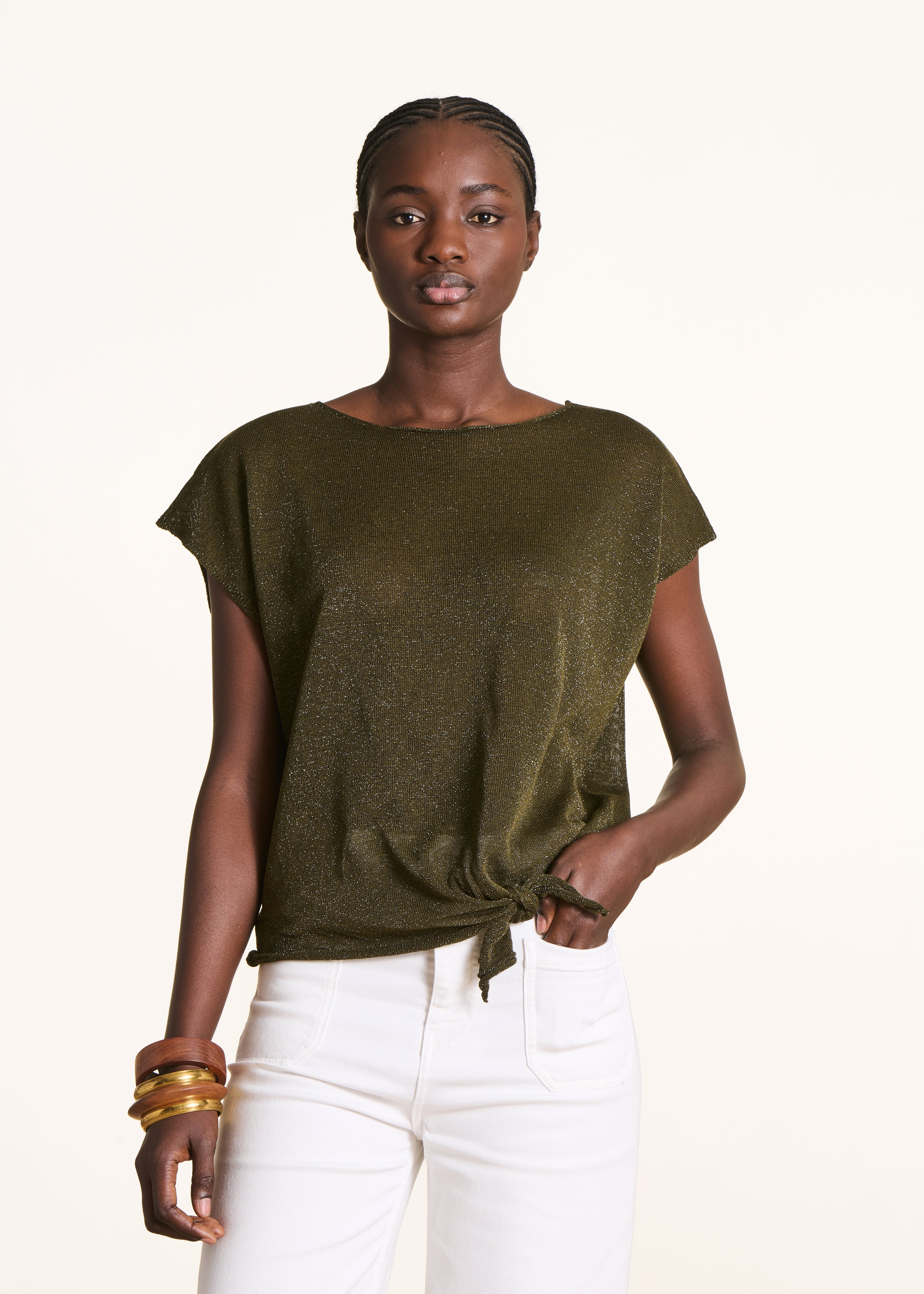 la-f-e-marabout-e-firby-pullover-khaki-kurzarm image 1