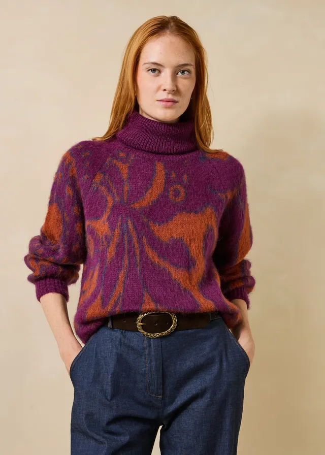 la-f-e-marabout-e-giovana-pullover-lila-orange-rollkragen-mohair image 1