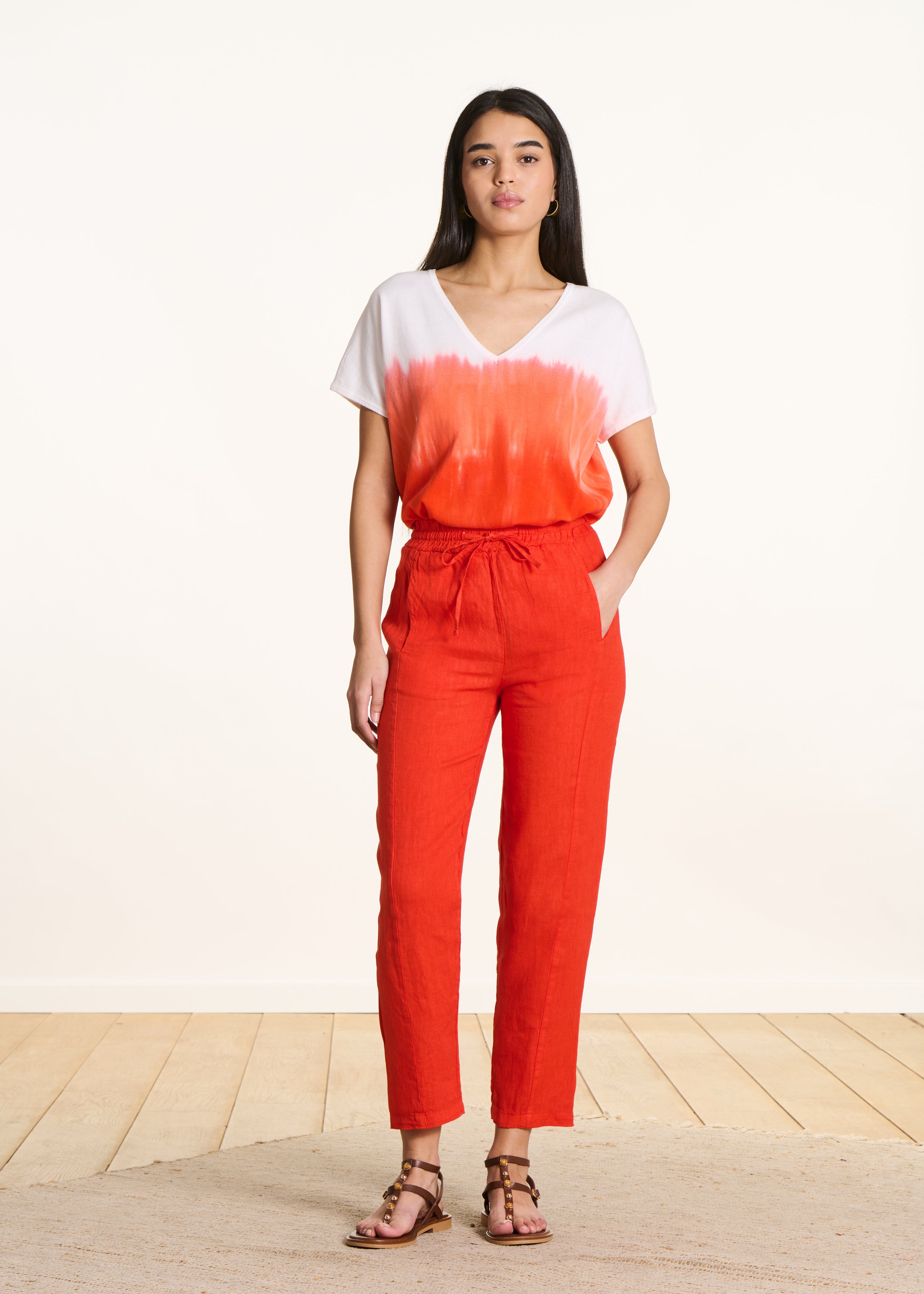 la-f-e-marabout-e-firmin-leinenhose-orange-karotte-elastisch image 1