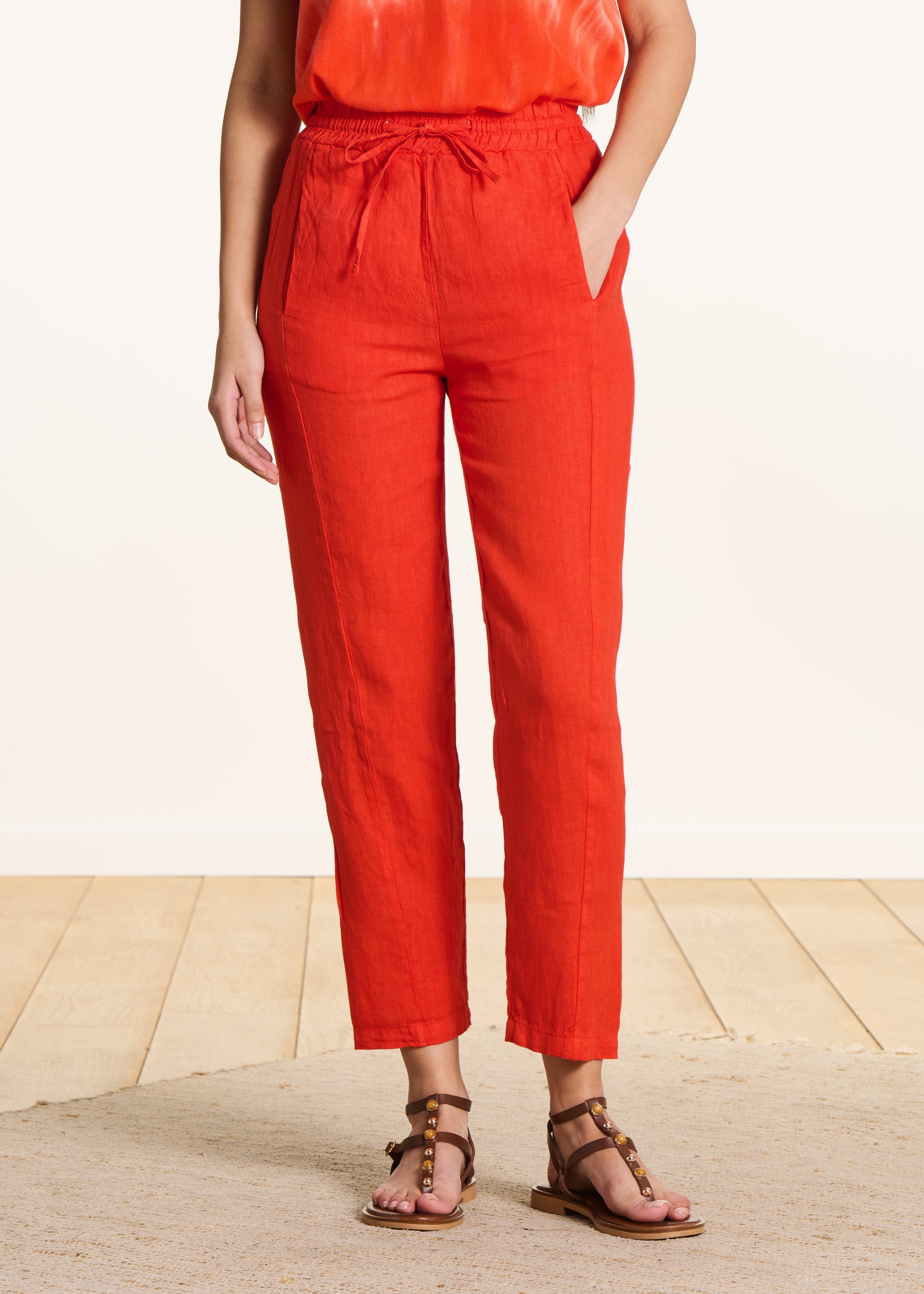 la-f-e-marabout-e-firmin-leinenhose-orange-karotte-elastisch image 2