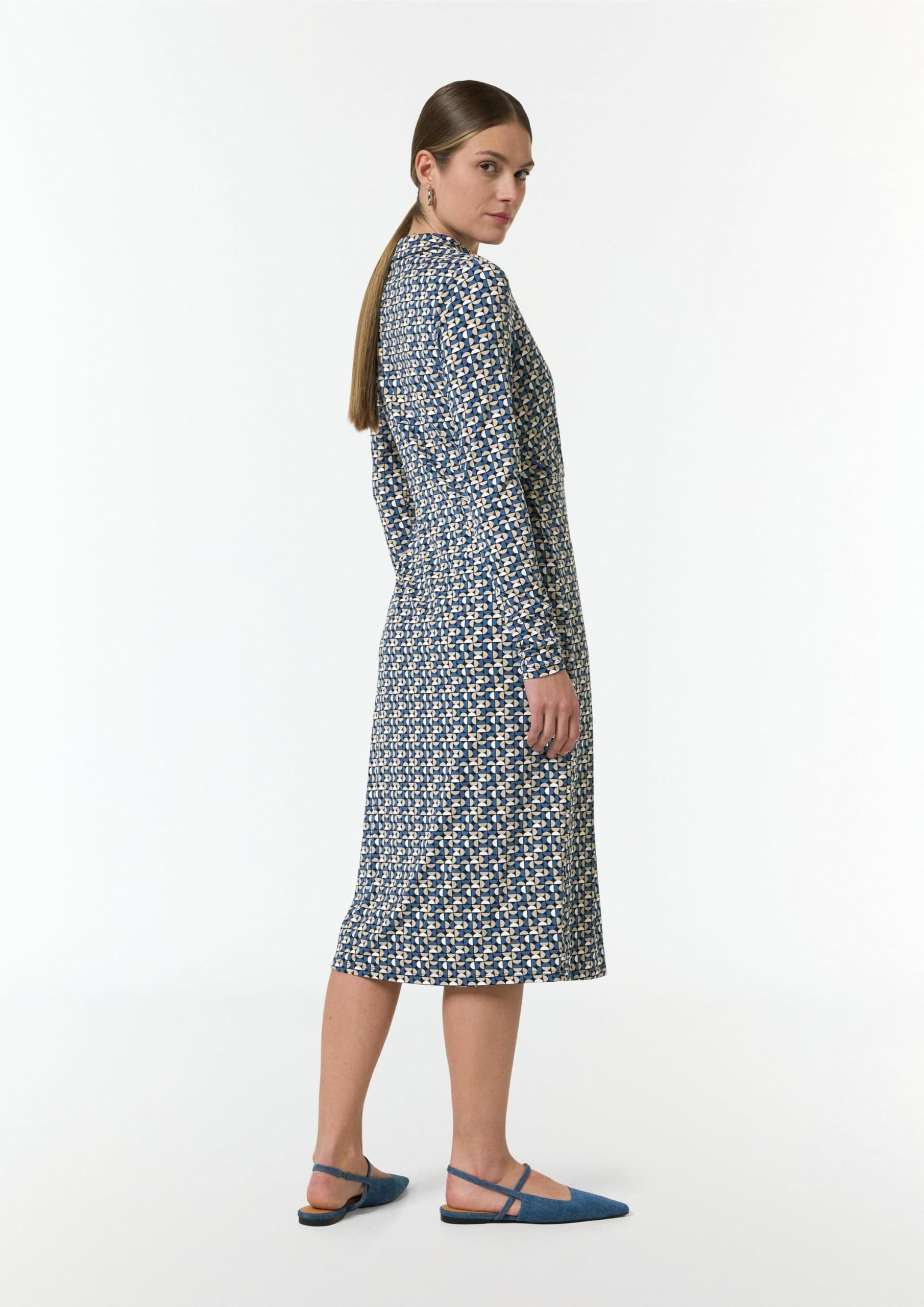 comma-midikleid-kleid-navy-gr-42-wickeloptik-gemustert image 7