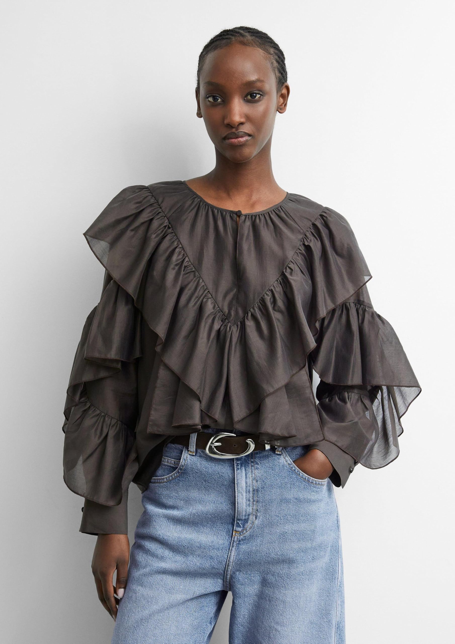 comma-blouses-volant-bluse-langarm-gr-36-mit-raffung image 6