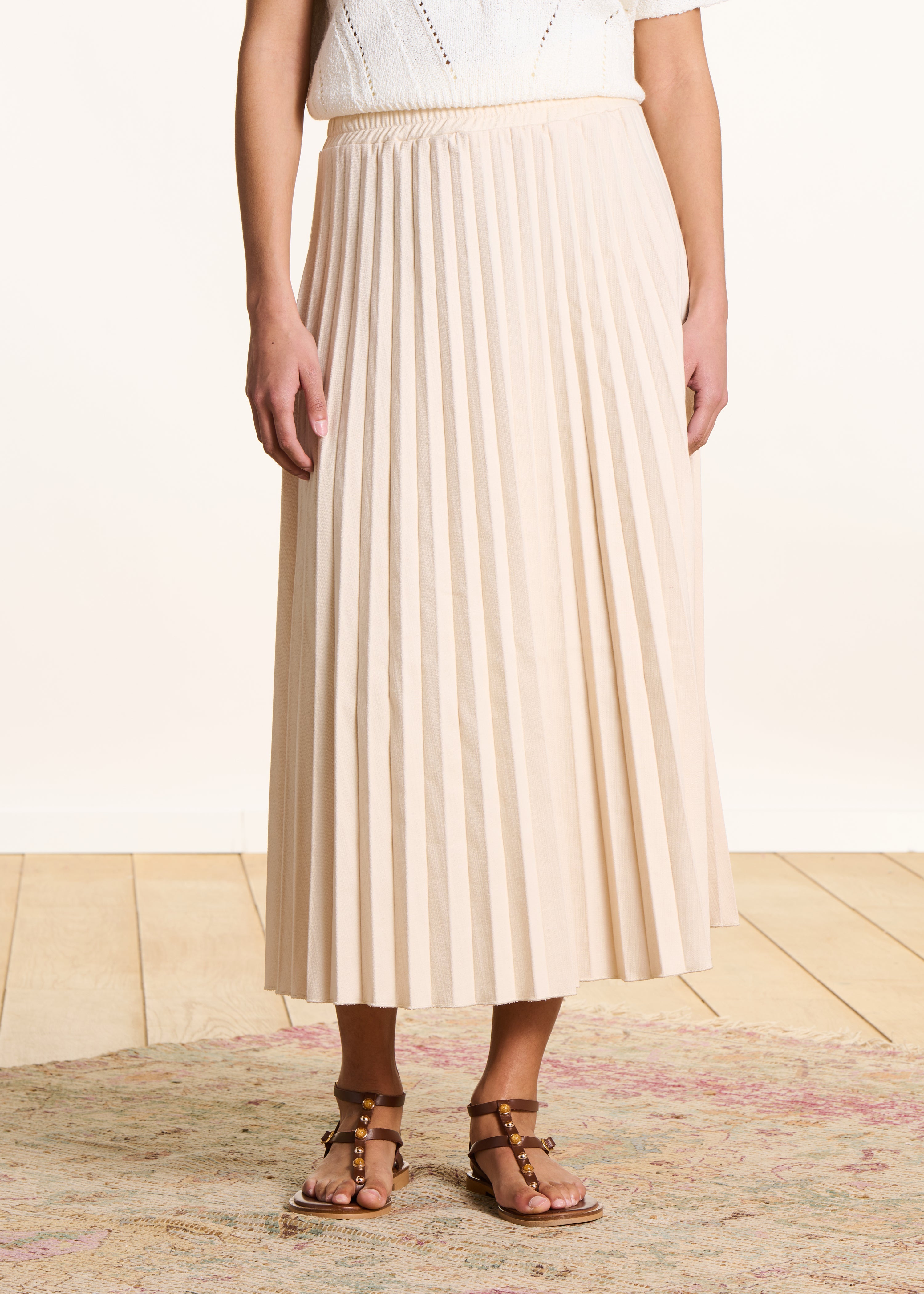 la-f-e-marabout-e-jupes-plisseerock-midi-jeans-ecru-damen image 2
