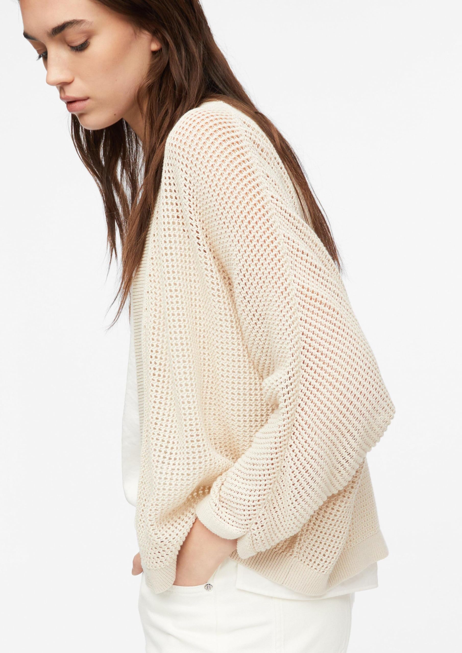 comma-strickjacke-ajourmuster-loose-fit-xl-beige image 4