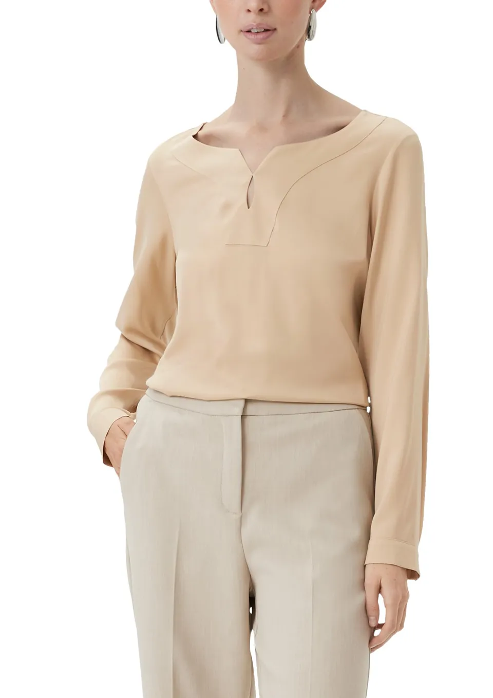 comma-satinbluse-mit-tunika-ausschnitt-bluse-gr-42-ozeanblau image 1