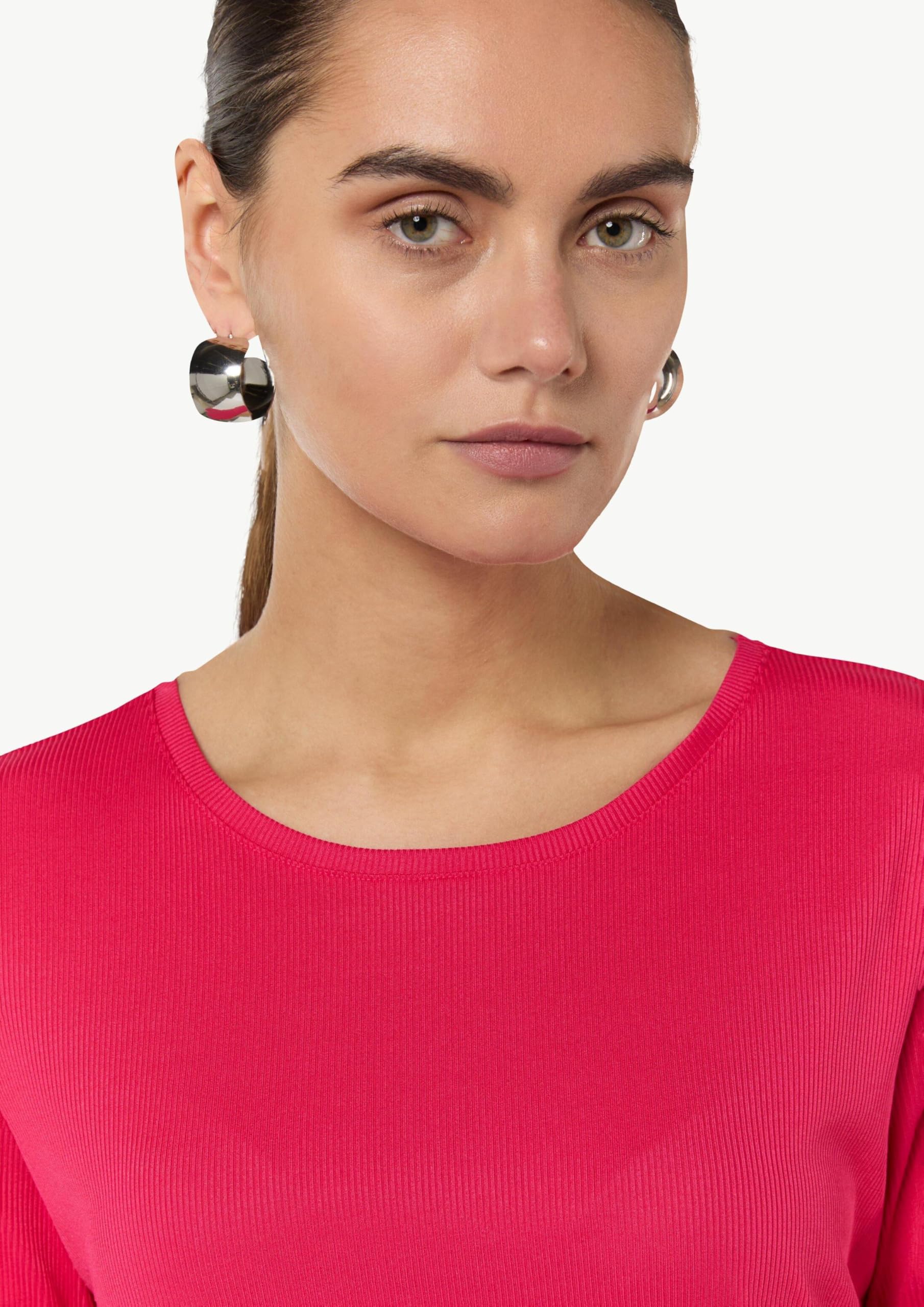 comma-geripptes-t-shirt-rundhals-top-pink-4468-pink image 3
