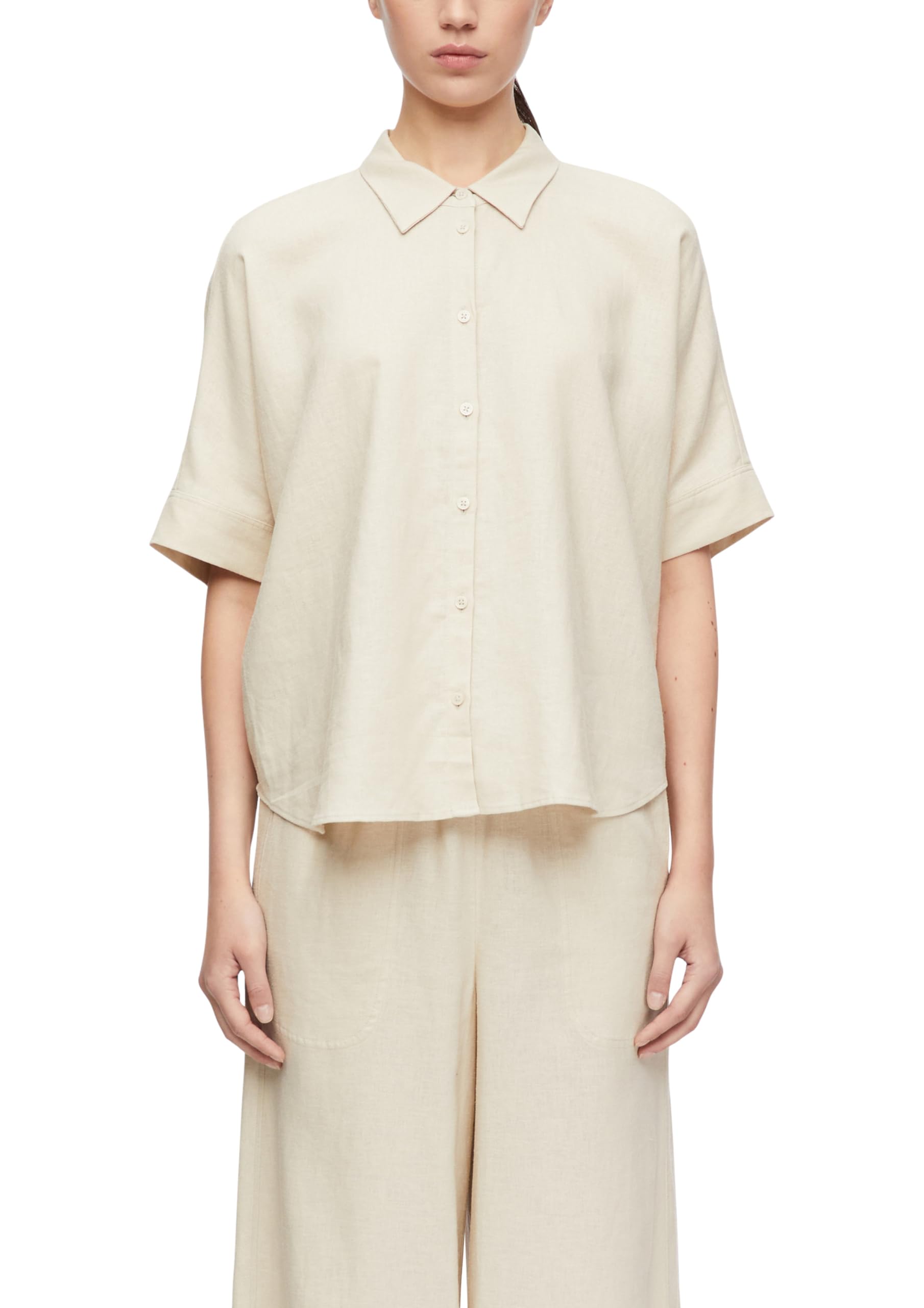 comma-blouses-oversize-bluse-beige-gr-34-leinenmix image 1