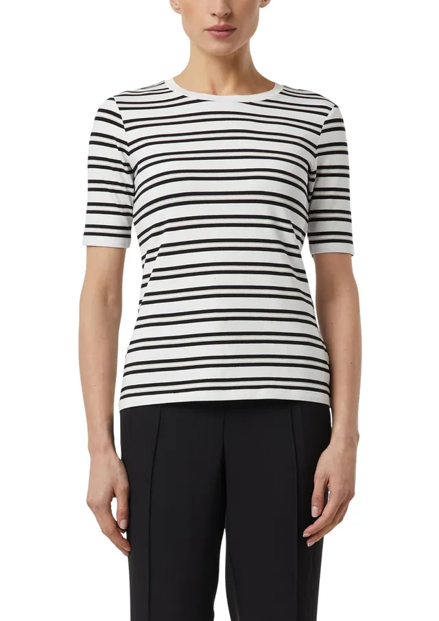 comma-tops-slim-fit-streifen-t-shirt-rundhals-grey-black image 1
