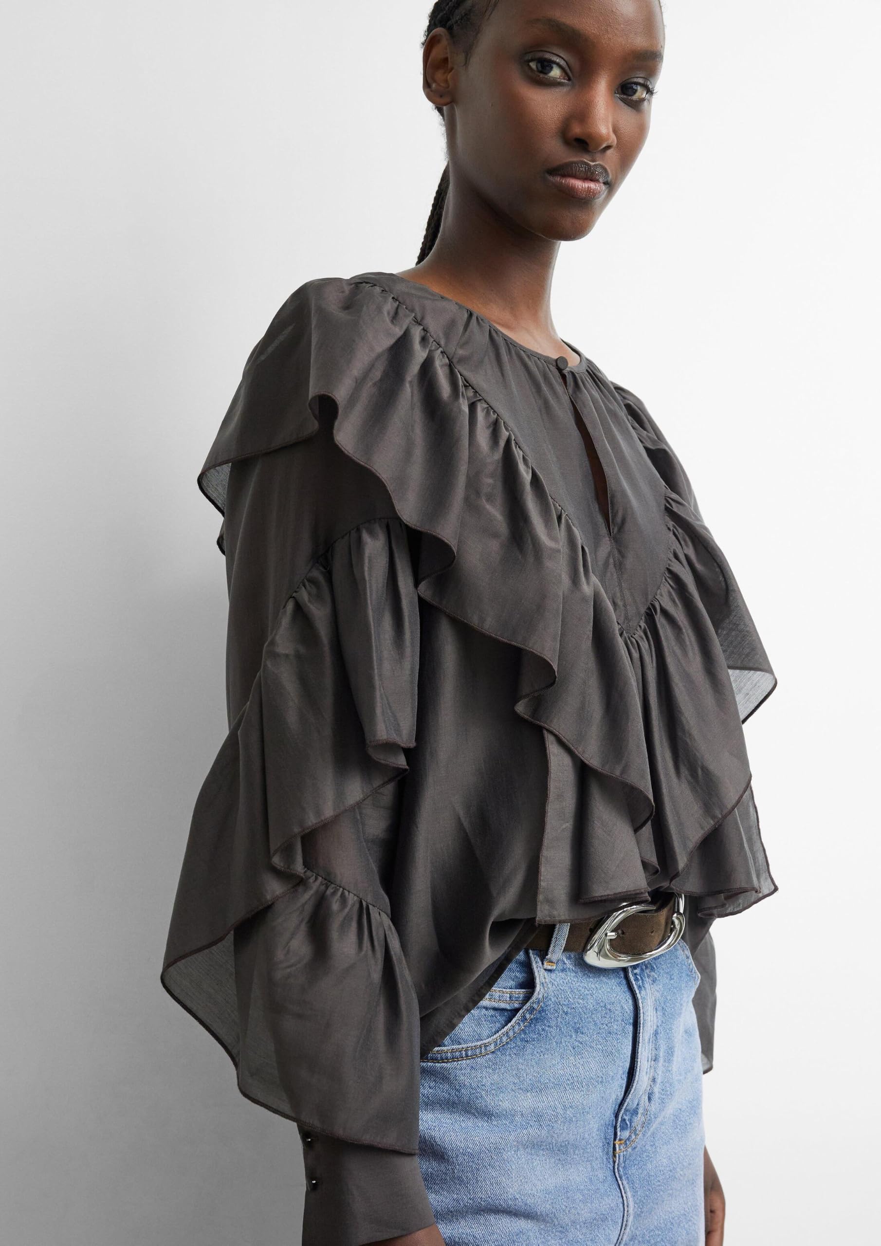 comma-blouses-volant-bluse-langarm-gr-36-mit-raffung image 3