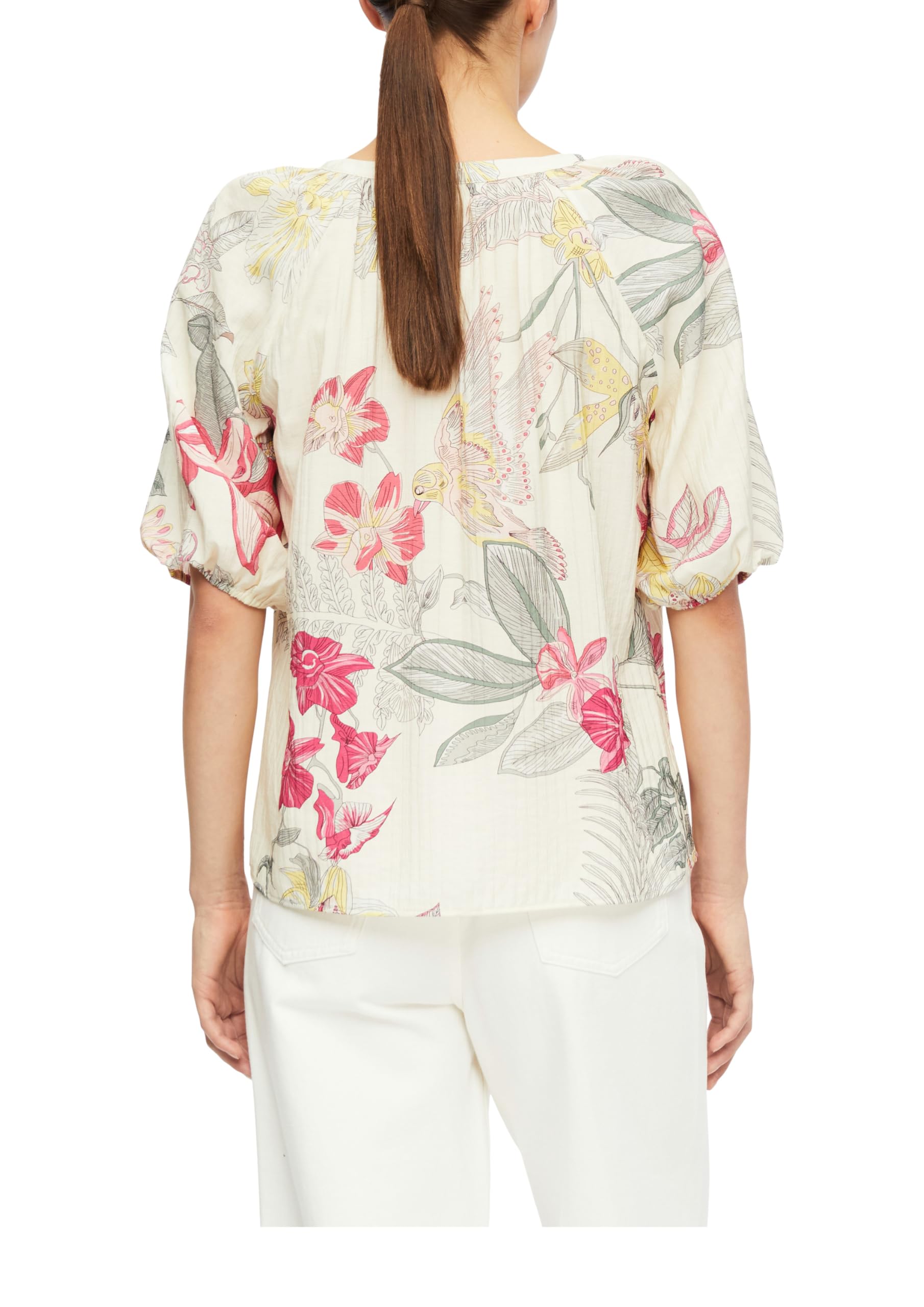 comma-bluse-tunika-ausschnitt-gr-46-beige-kurzarm image 2