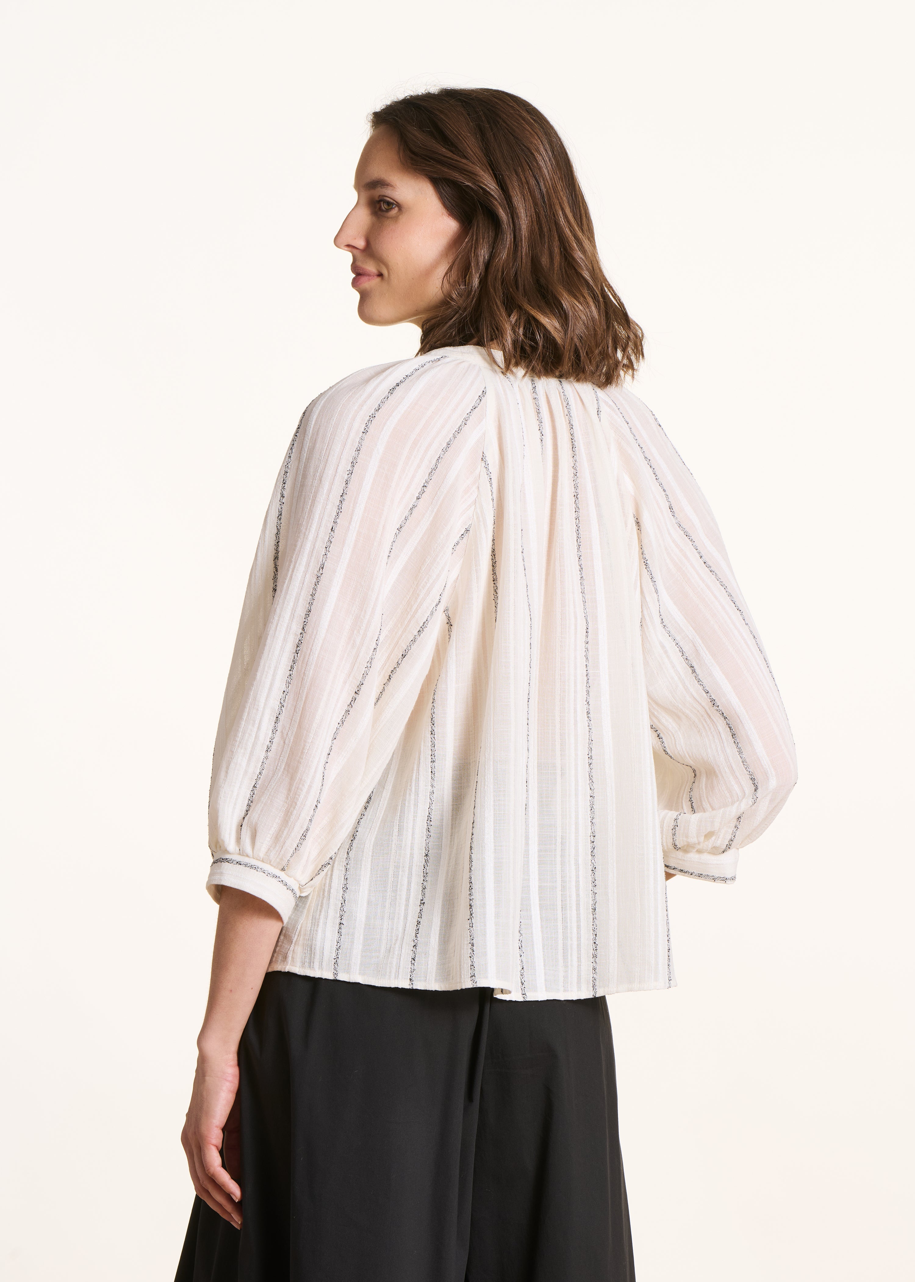 la-f-e-marabout-e-felvia-bluse-ecru-gestreift-baumwolle image 3