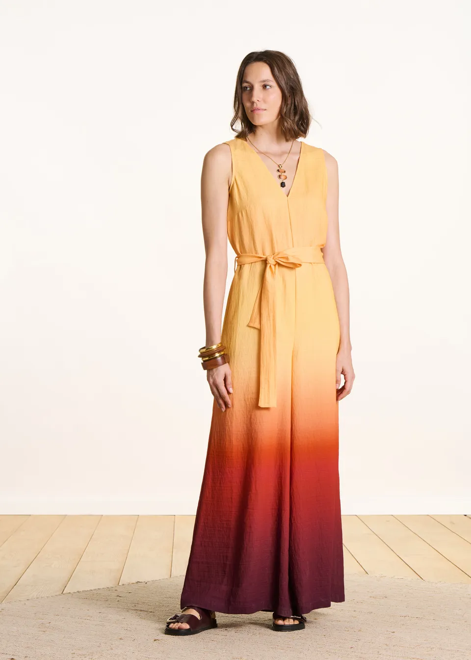 la-f-e-marabout-e-lom-e-overall-gelb-batik-v-ausschnitt image 1