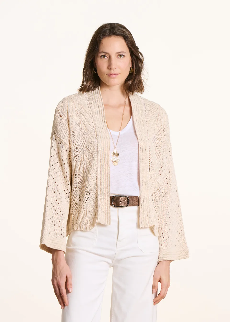 la-f-e-marabout-e-deria-strickjacke-offen-ecru-damen image 1