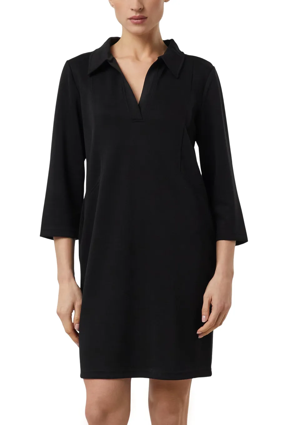 comma-jersey-polokragen-kleid-44-grey-black-schwarz image 1