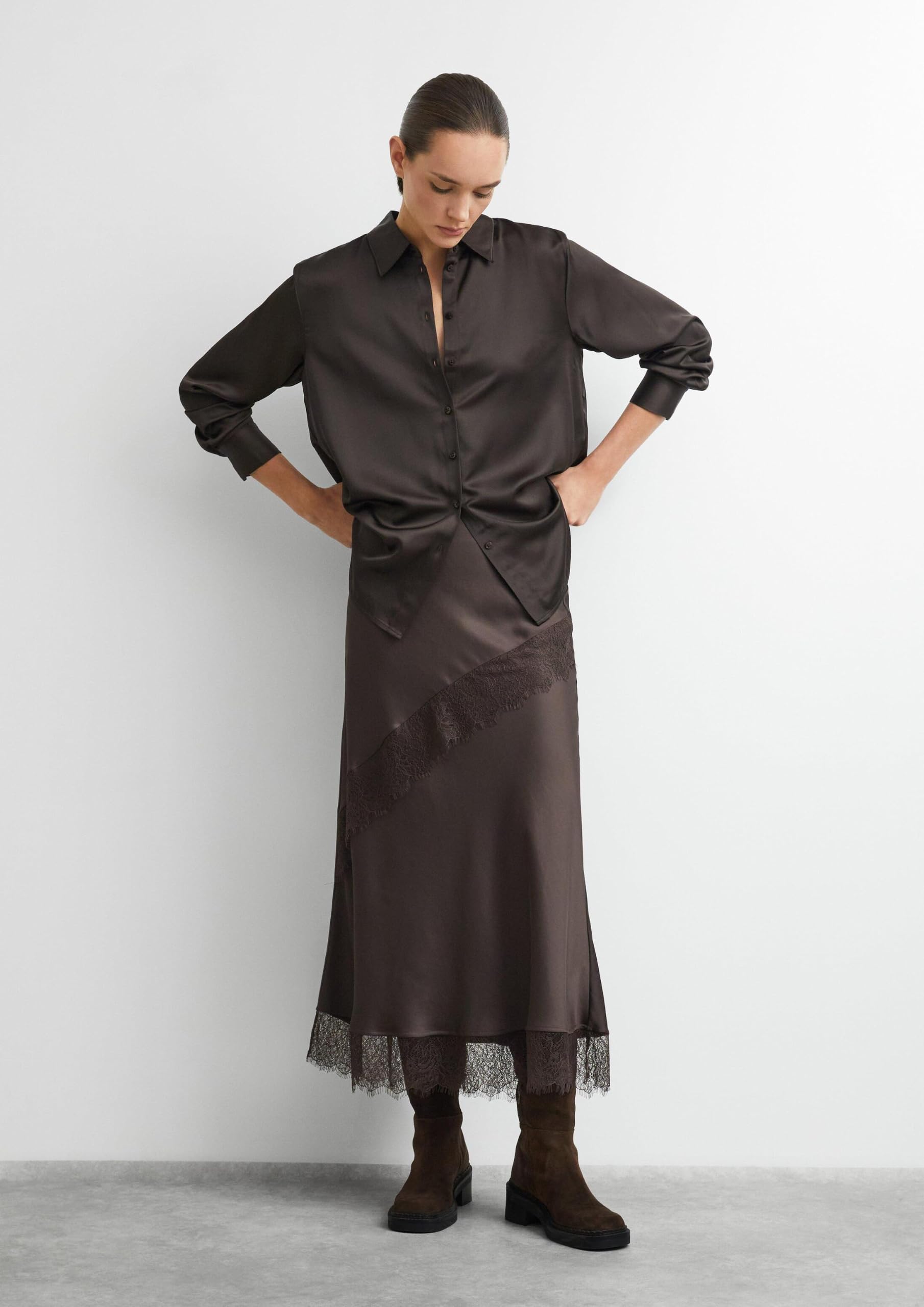 comma-skirts-rock-lang-satin-spitze-aubergine image 5