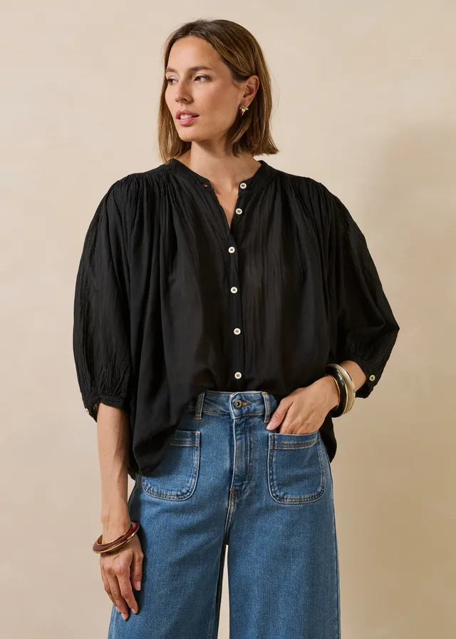 la-f-e-marabout-e-douwina-bluse-schwarz-voile-3-4-arm image 1