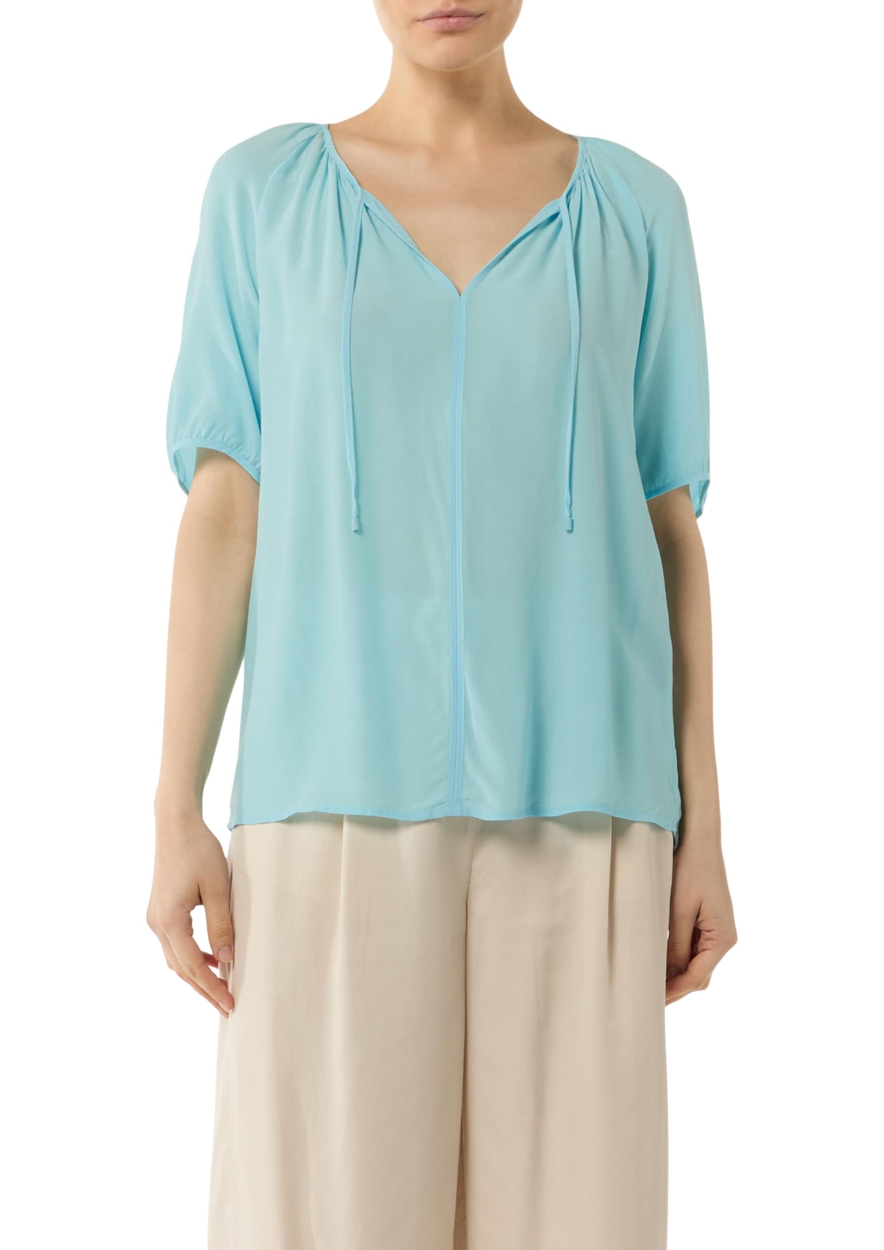 comma-blouses-cr-pe-bluse-ozeanblau-mit-raffung image 7