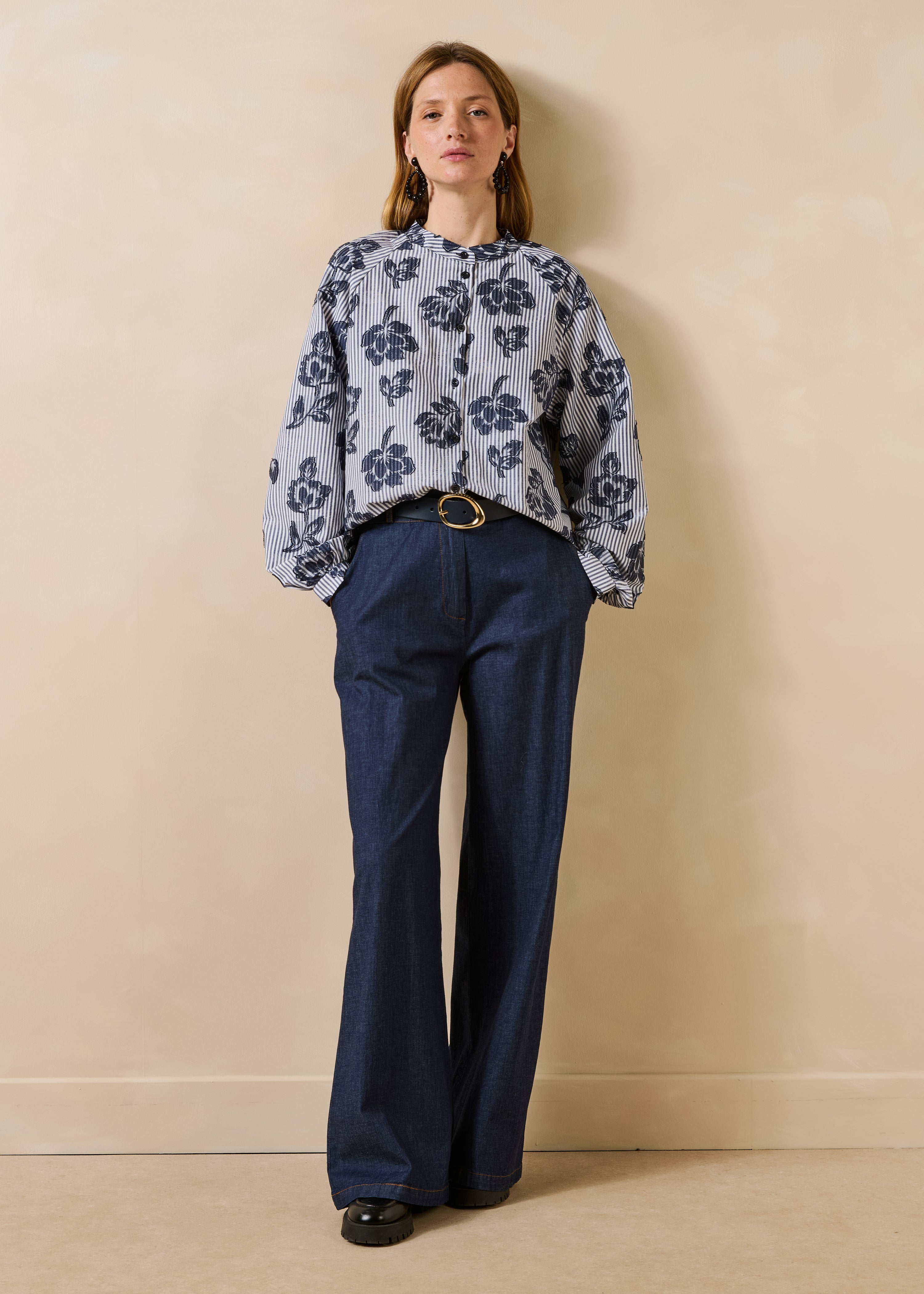 la-f-e-marabout-e-elvia-bluse-blau-gestreift-jacquard image 2