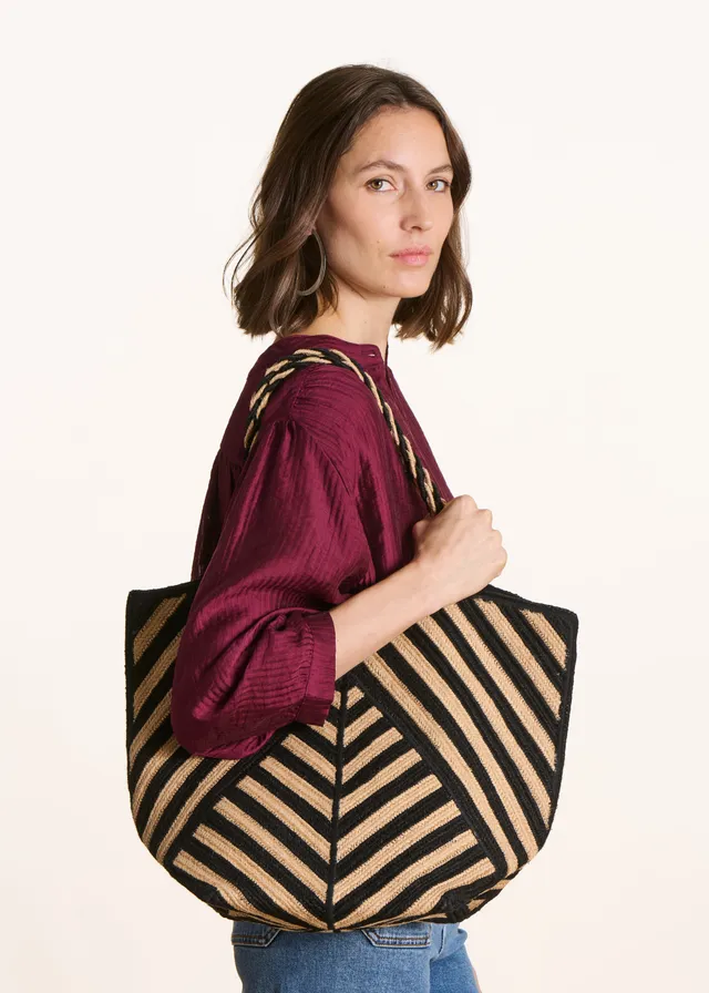 la-f-e-marabout-e-accessoires-shopper-jute-beige-schwarz-gestreift-tu image 1