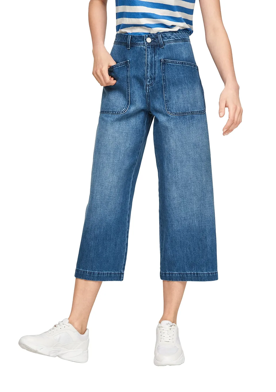 comma-culotte-jeans-damen-denim-high-rise-wide-leg-casual image 1