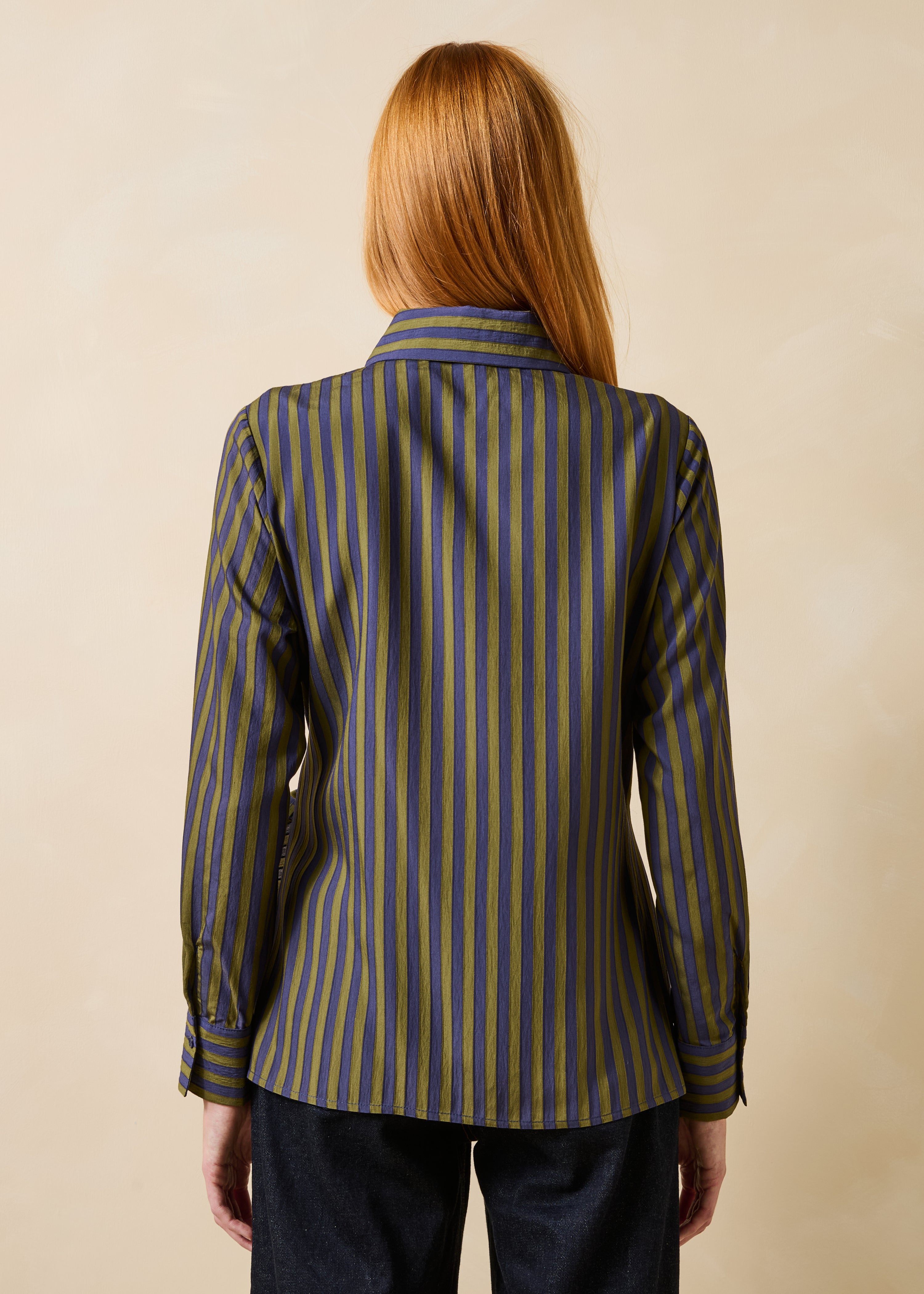 la-f-e-marabout-e-famous-bluse-kaki-blau-gestreift-viskose image 3