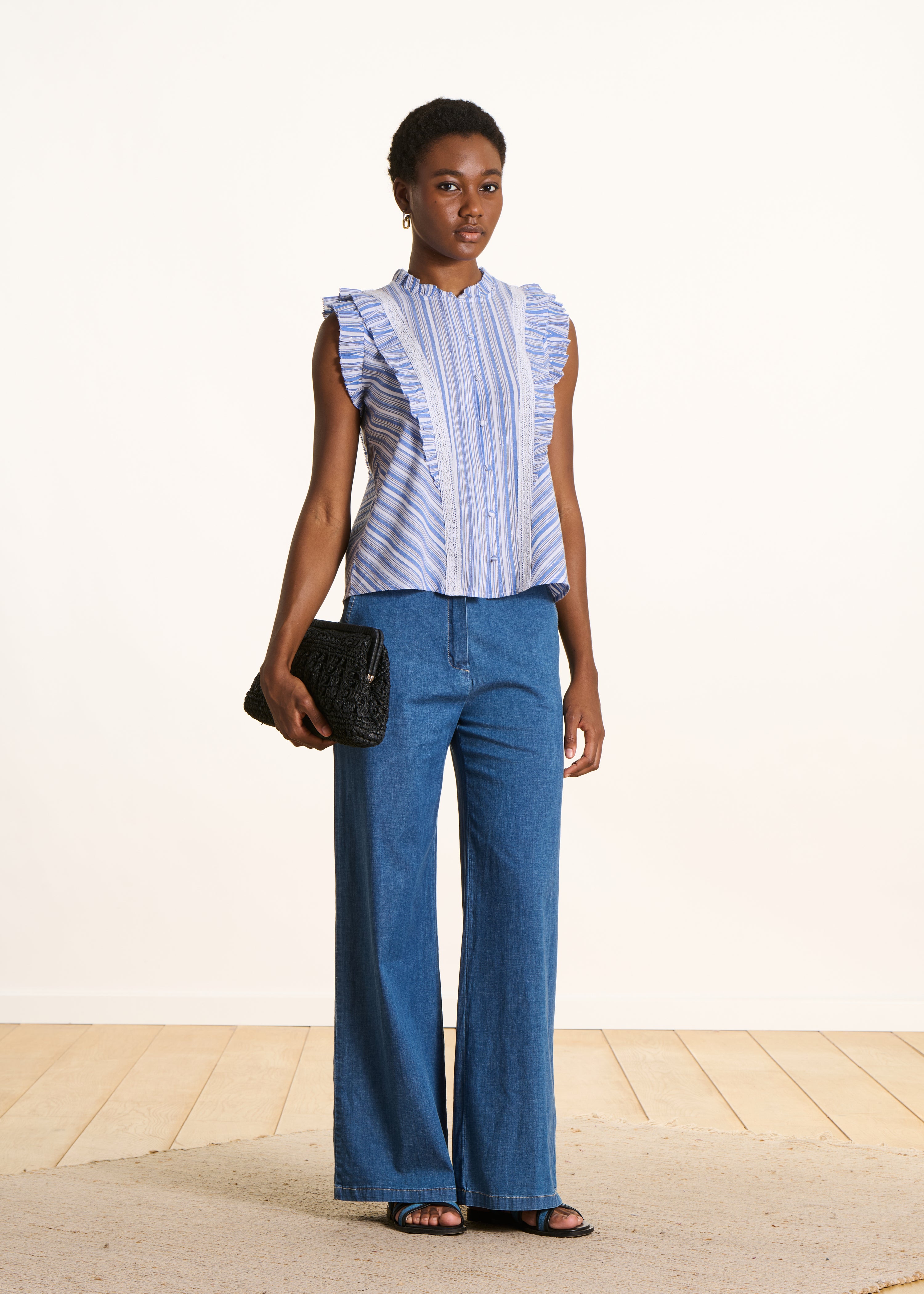 la-f-e-marabout-e-flina-bluse-rmellos-blau-wei-gestreift-bio-baumwolle image 2