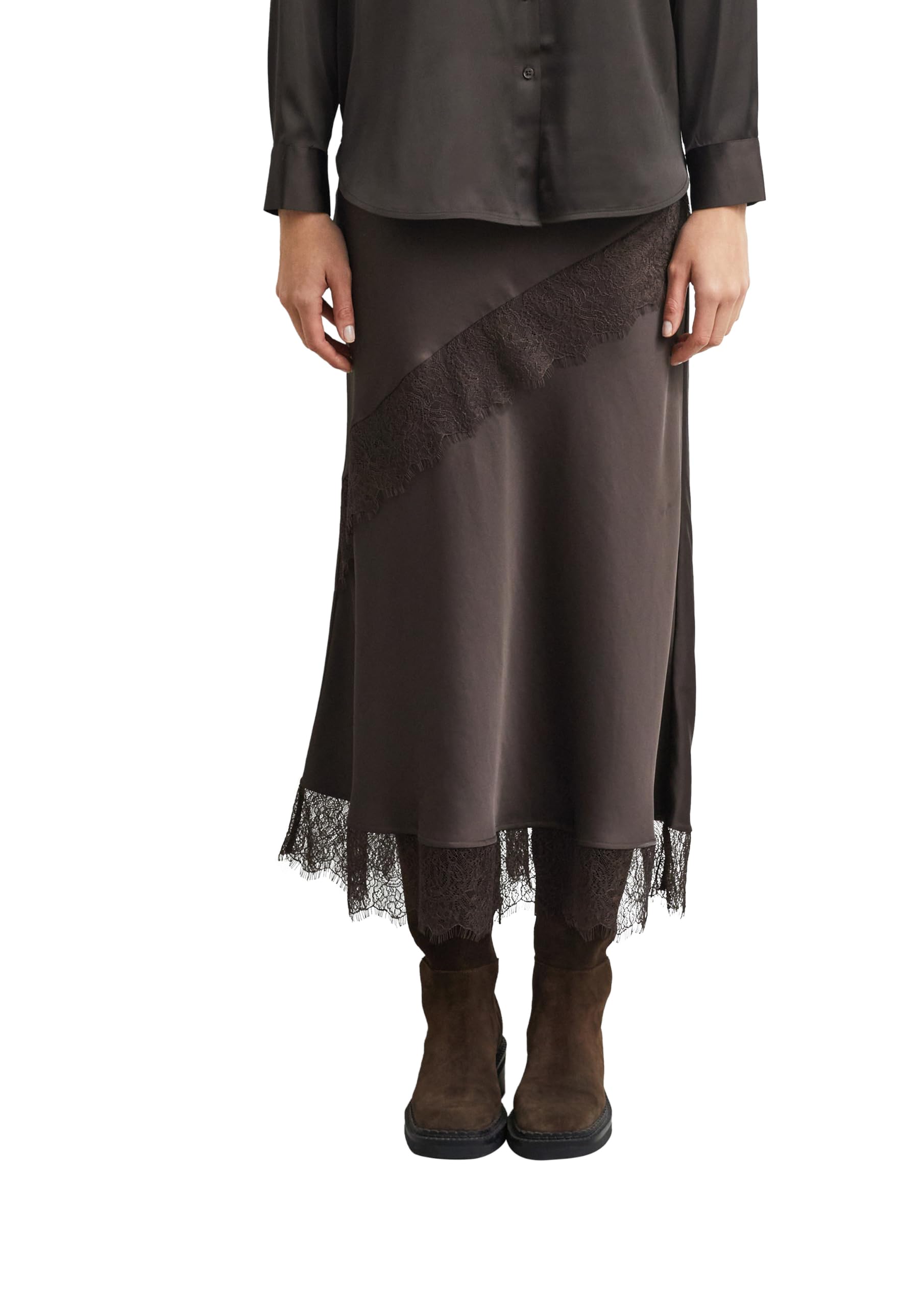 comma-skirts-rock-lang-satin-spitze-aubergine image 1