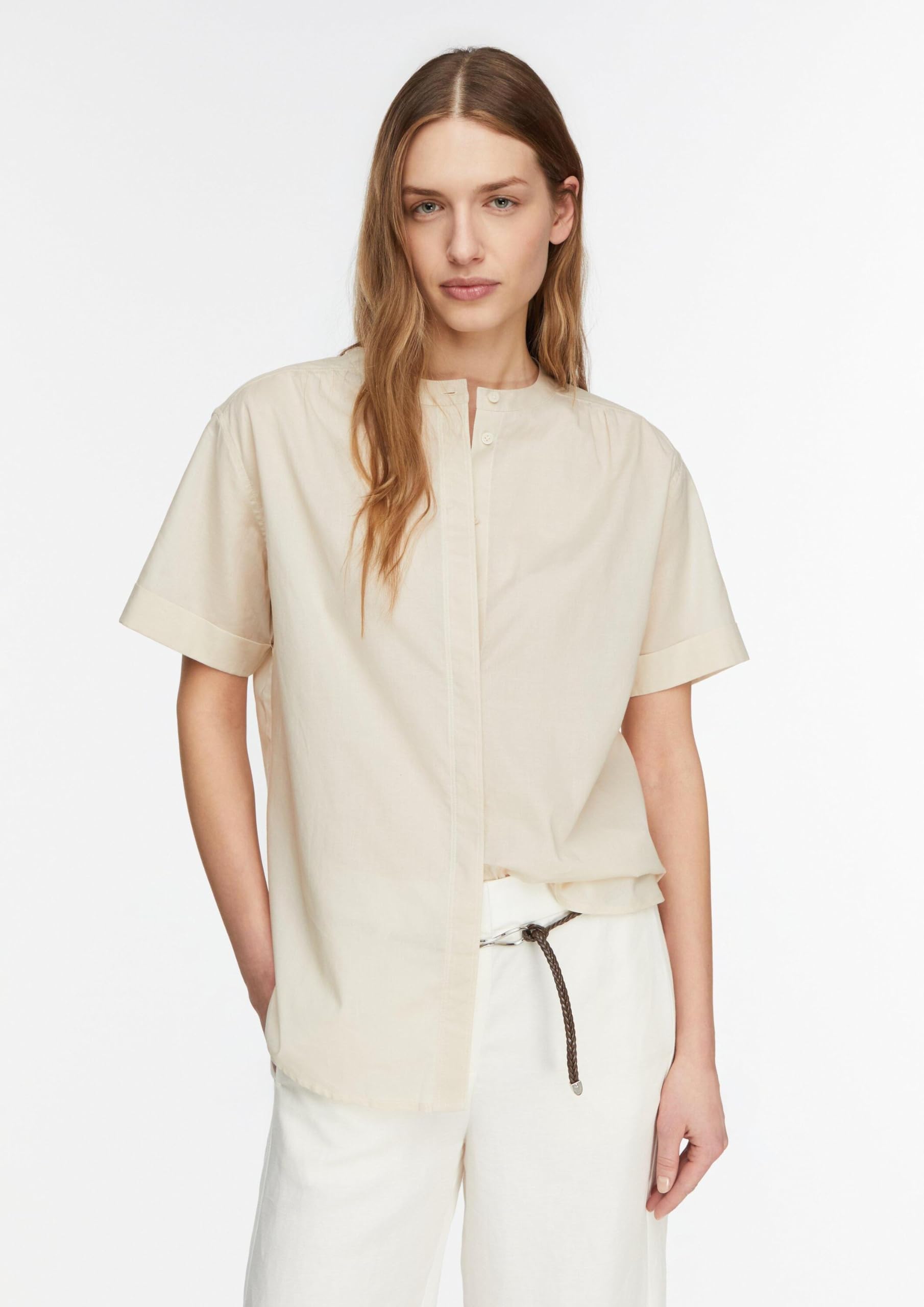 comma-blouses-damen-bluse-kurzarm-stehkragen-baumwolle image 6