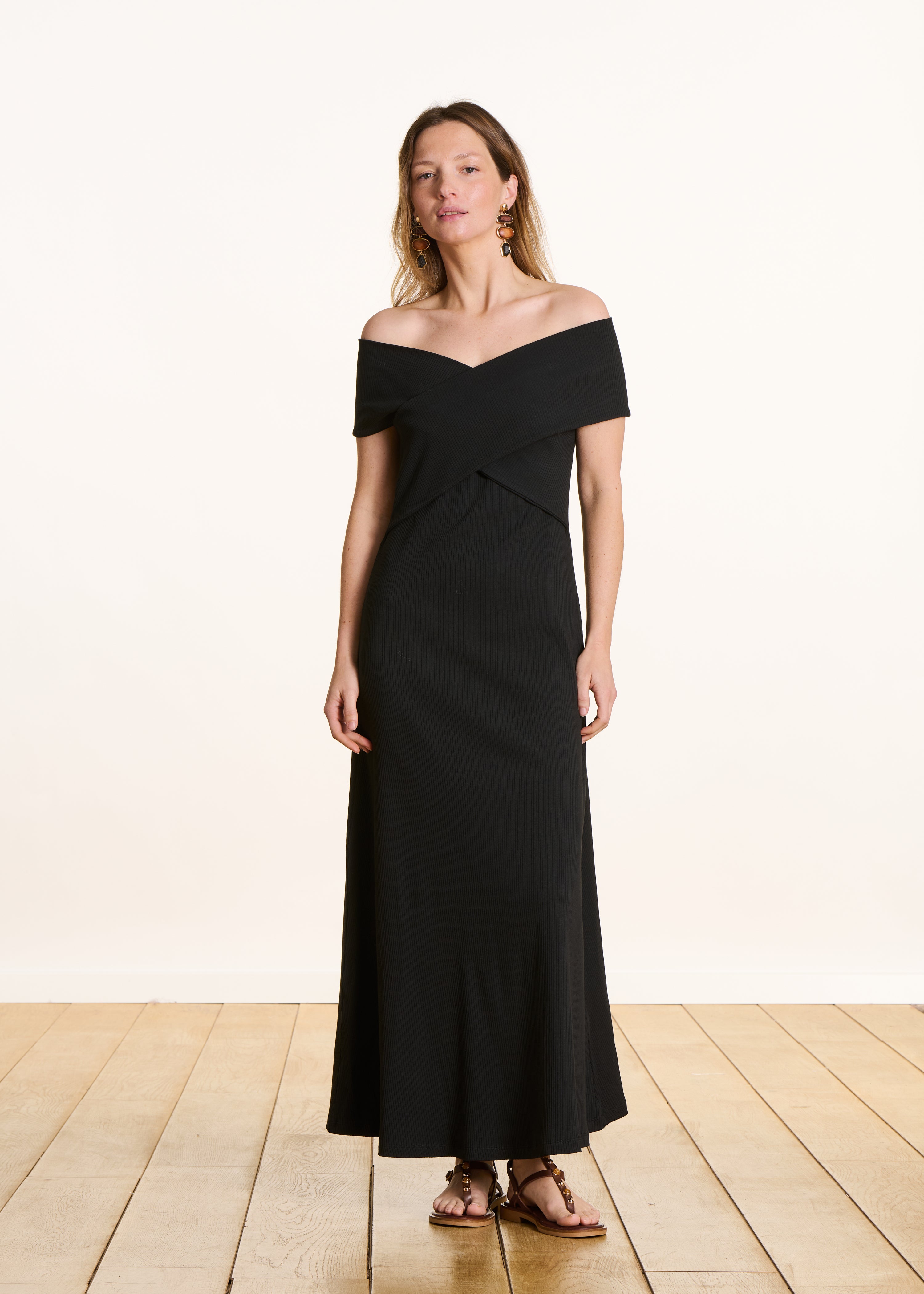 la-f-e-marabout-e-faon-midikleid-schwarz-bio-baumwolle image 1