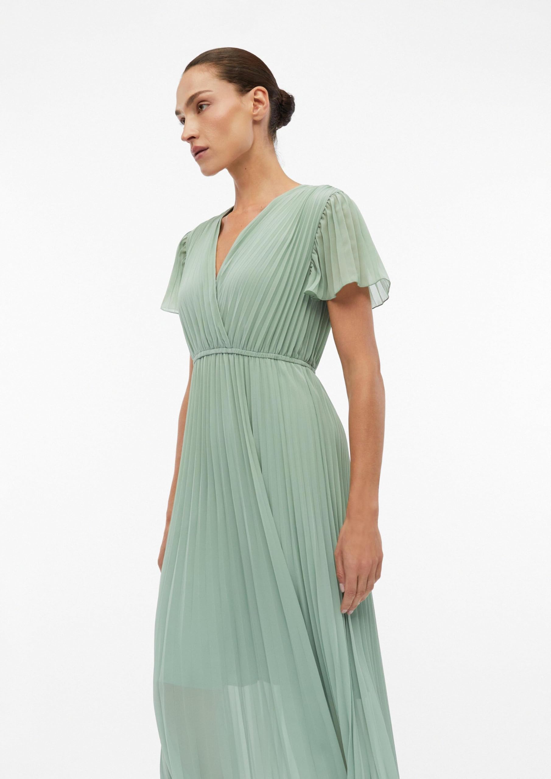 comma-midikleid-plissee-v-ausschnitt-fl-gel-rmel image 4