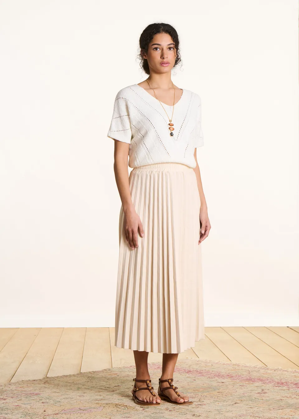 la-f-e-marabout-e-jupes-plisseerock-midi-jeans-ecru-damen image 1